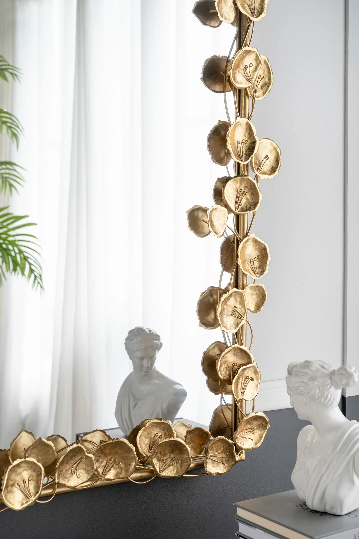 Full Length Arched Wall Mirror With en Leaf Accents Decorative Mirror For Living Room Bedroom - Gold - Image 2
