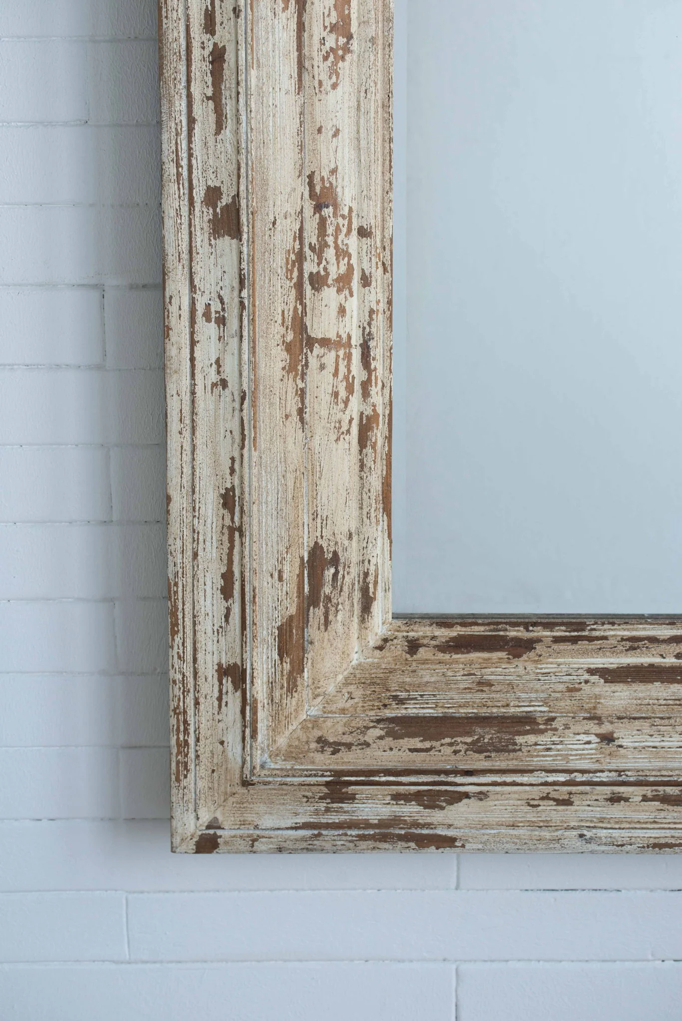 Full Length Rectangle Floor Mirror With Distressed Wood Frame - Brown - Image 3
