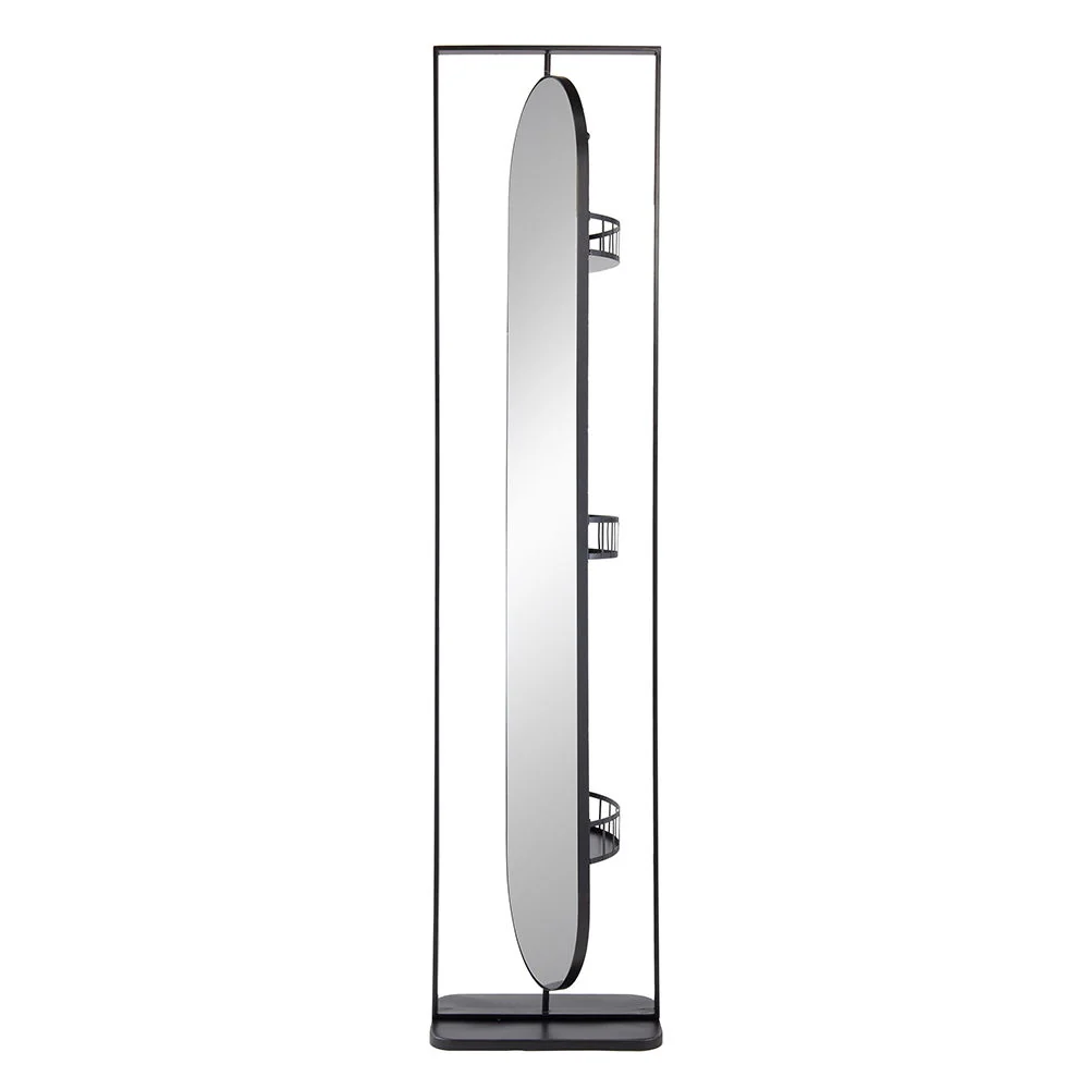 Full Length Standing Mirror, 360° Swivel Floor Mirror For Bedroom - Black - Image 2