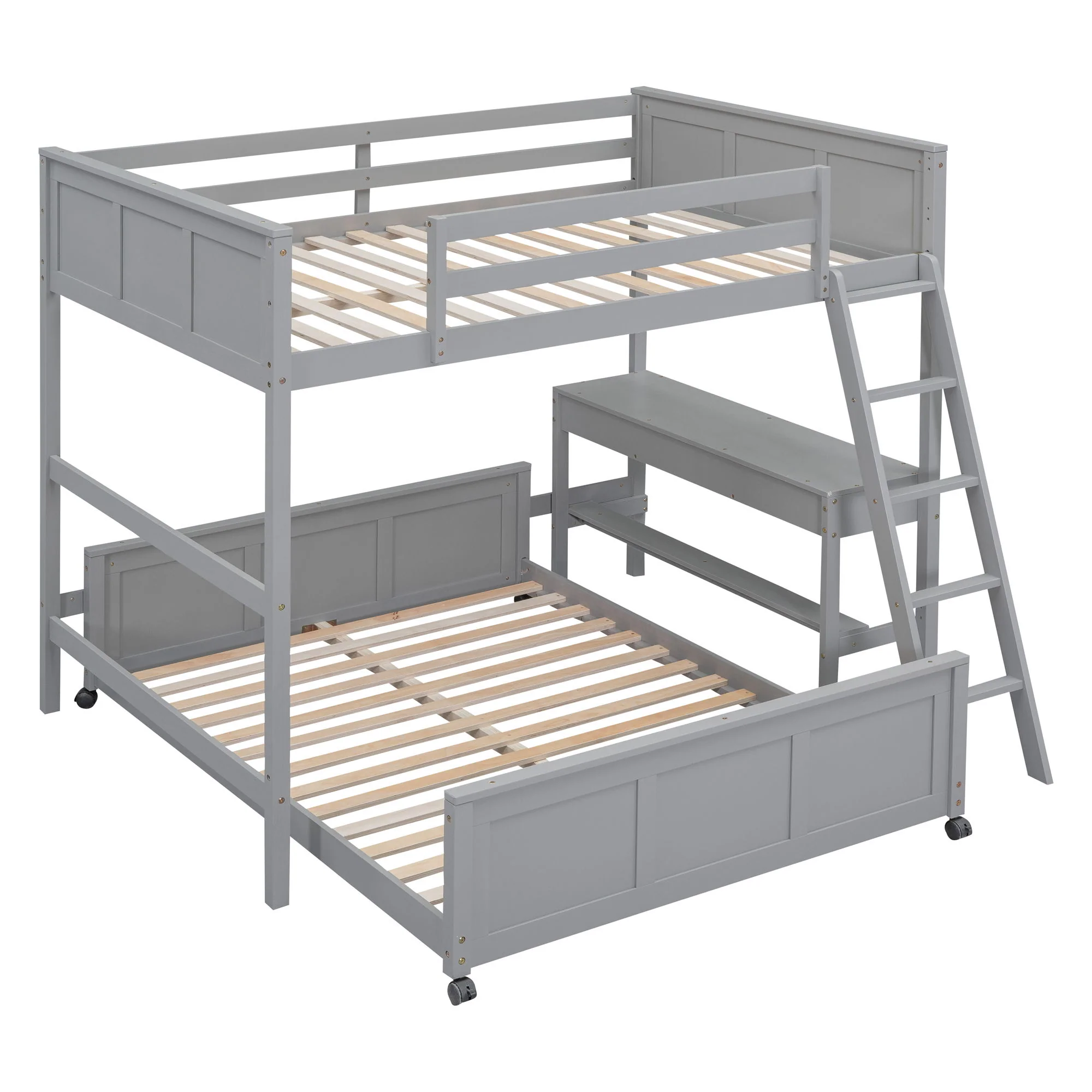 Full Over Full Bunk Bed With Desk - Image 13