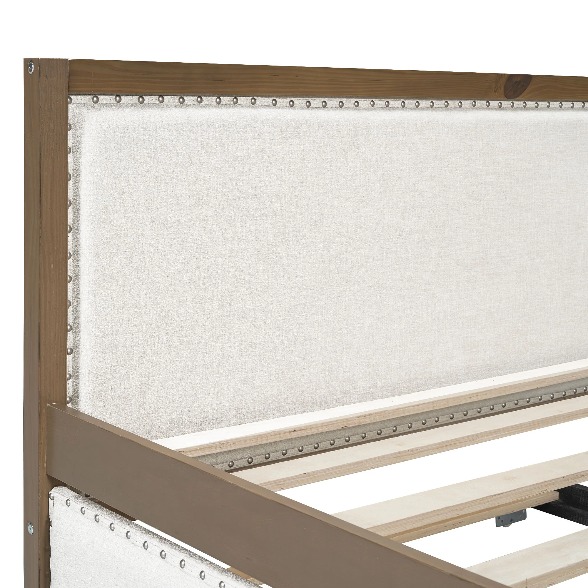 Full Size Daybed With Trundle And Nailhead Decoration - Wood - Image 7