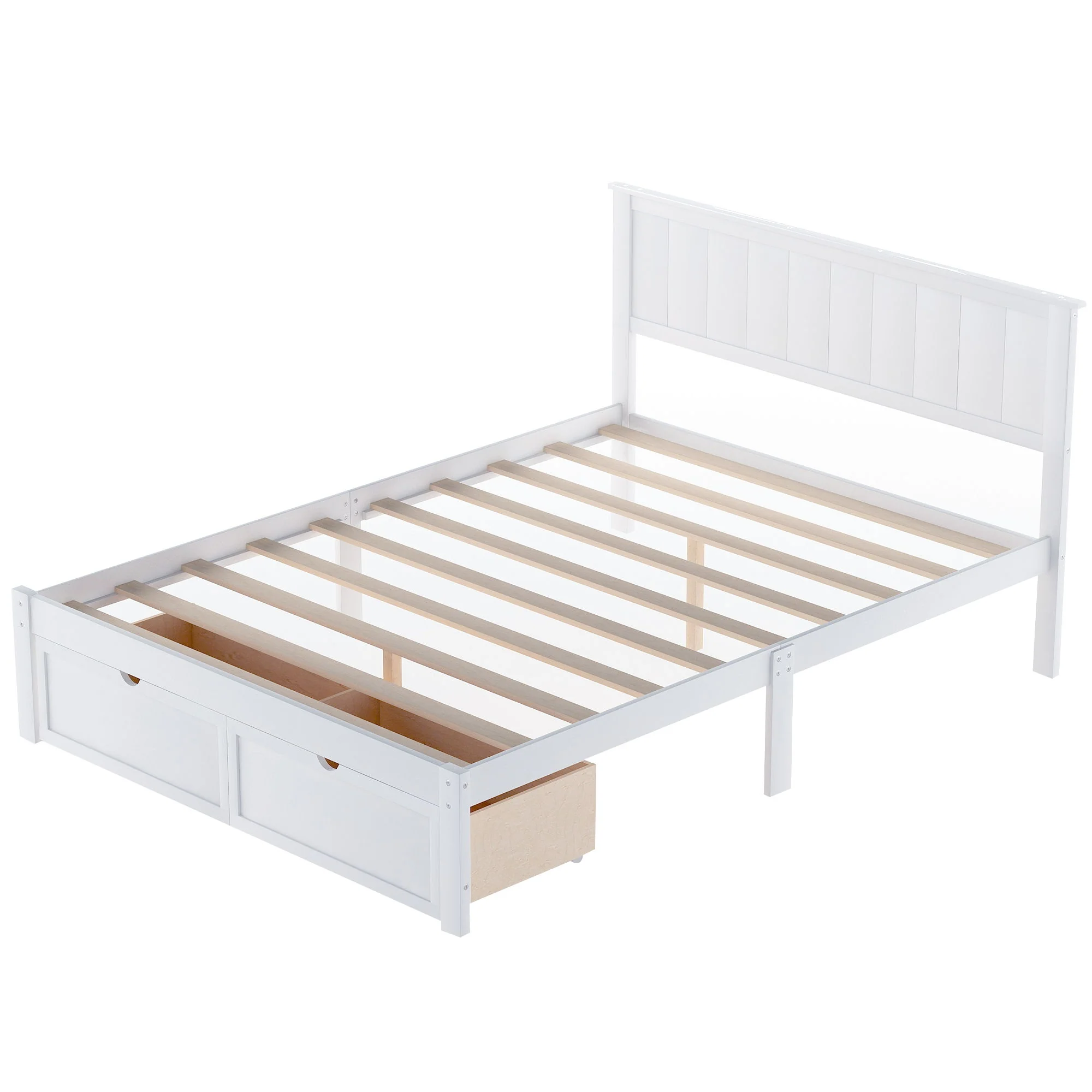 Full Size Platform Bed With Under Bed Drawers - White - Image 6