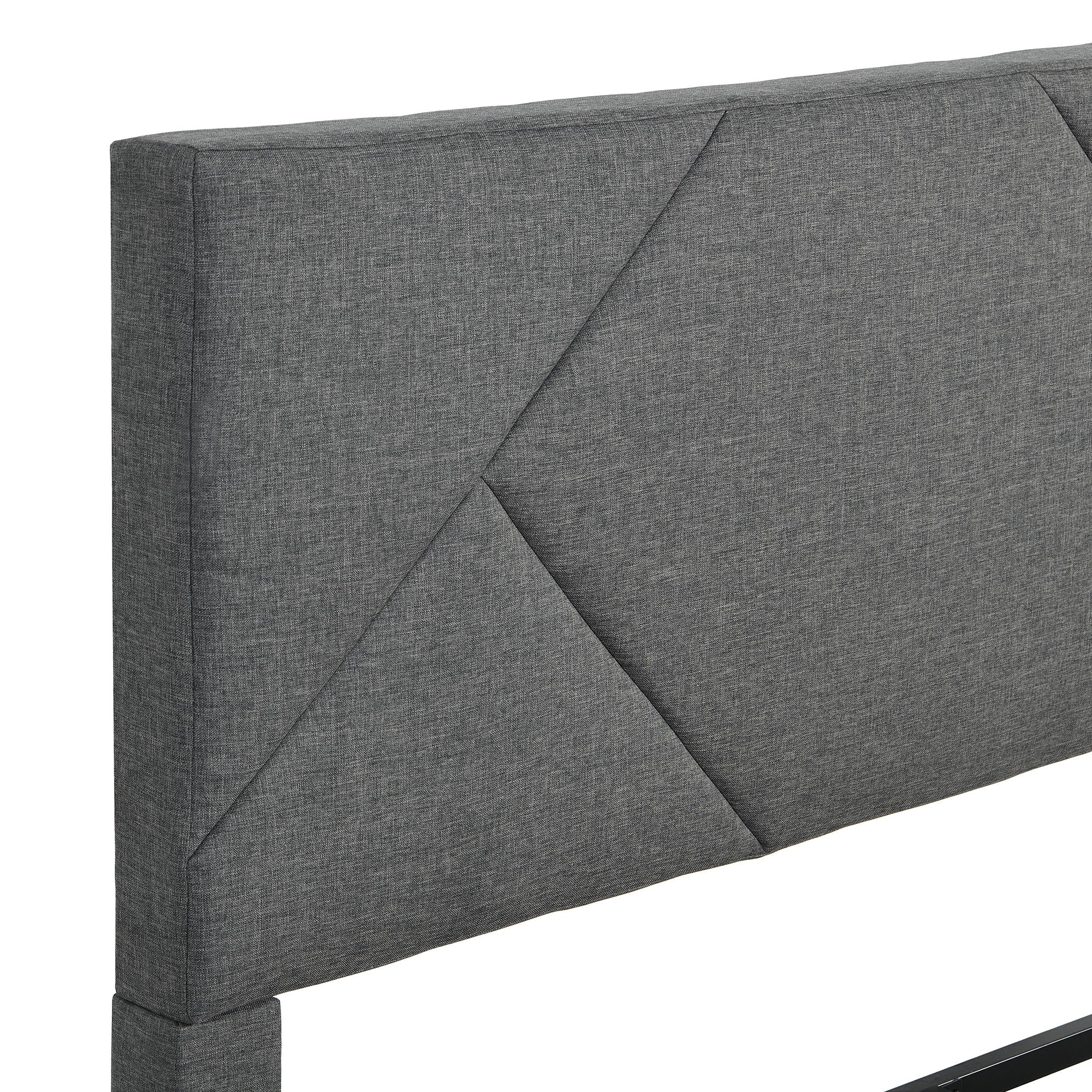 Full Size Upholstered Platform Bed Frame With Headboard, Strong Wood Slat Support, Mattress Foundation, No Box Spring Needed - Gray - Image 8