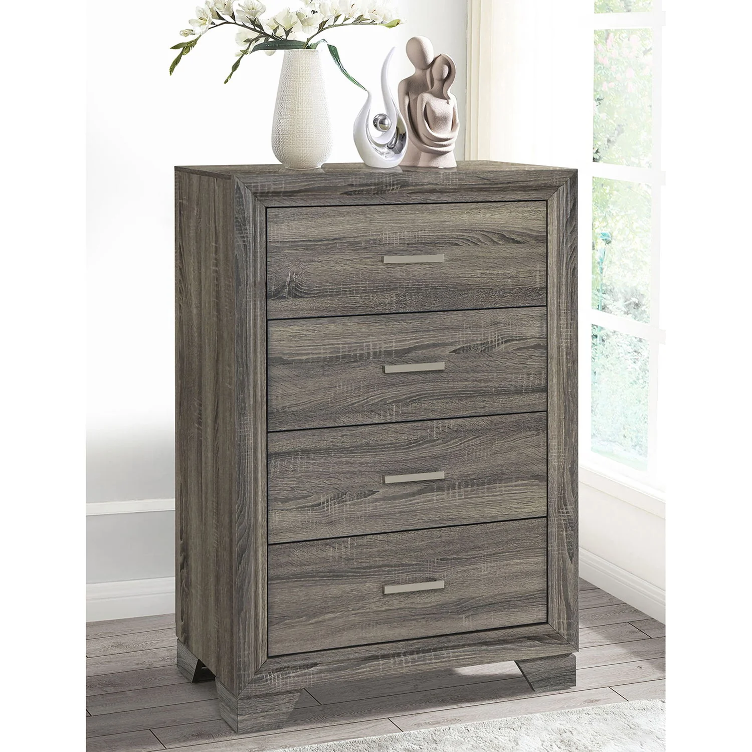 Funston - 4 Drawer Chest Of Drawers With Bar Handles - Brown Oak - Image 9