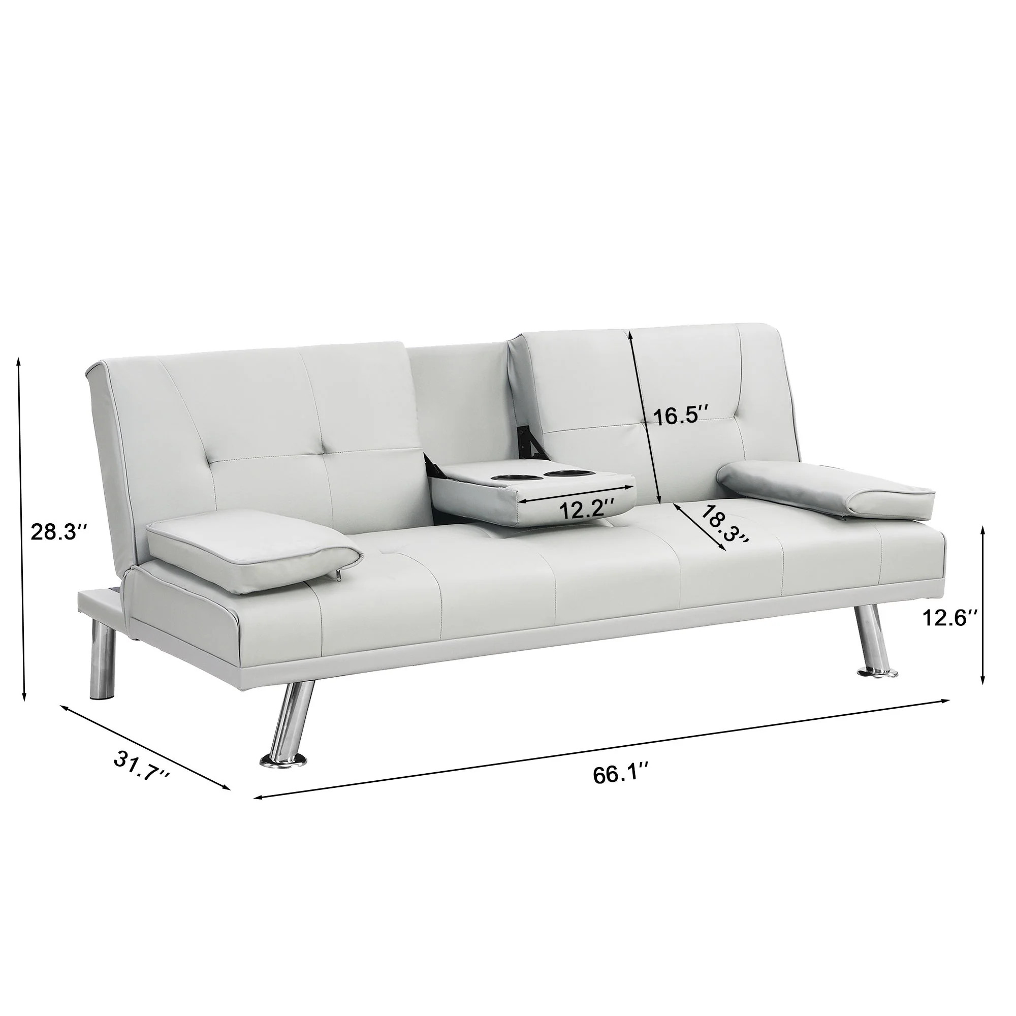 Futon Sofa Bed With Armrest Two Holders - Image 7