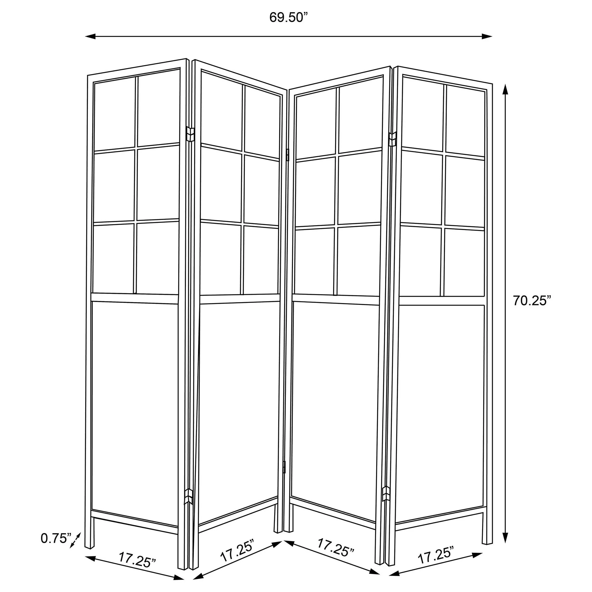 Gabby - 4 Panel Divider Folding Shoji Screen With Windowpane Details - Natural - Image 4
