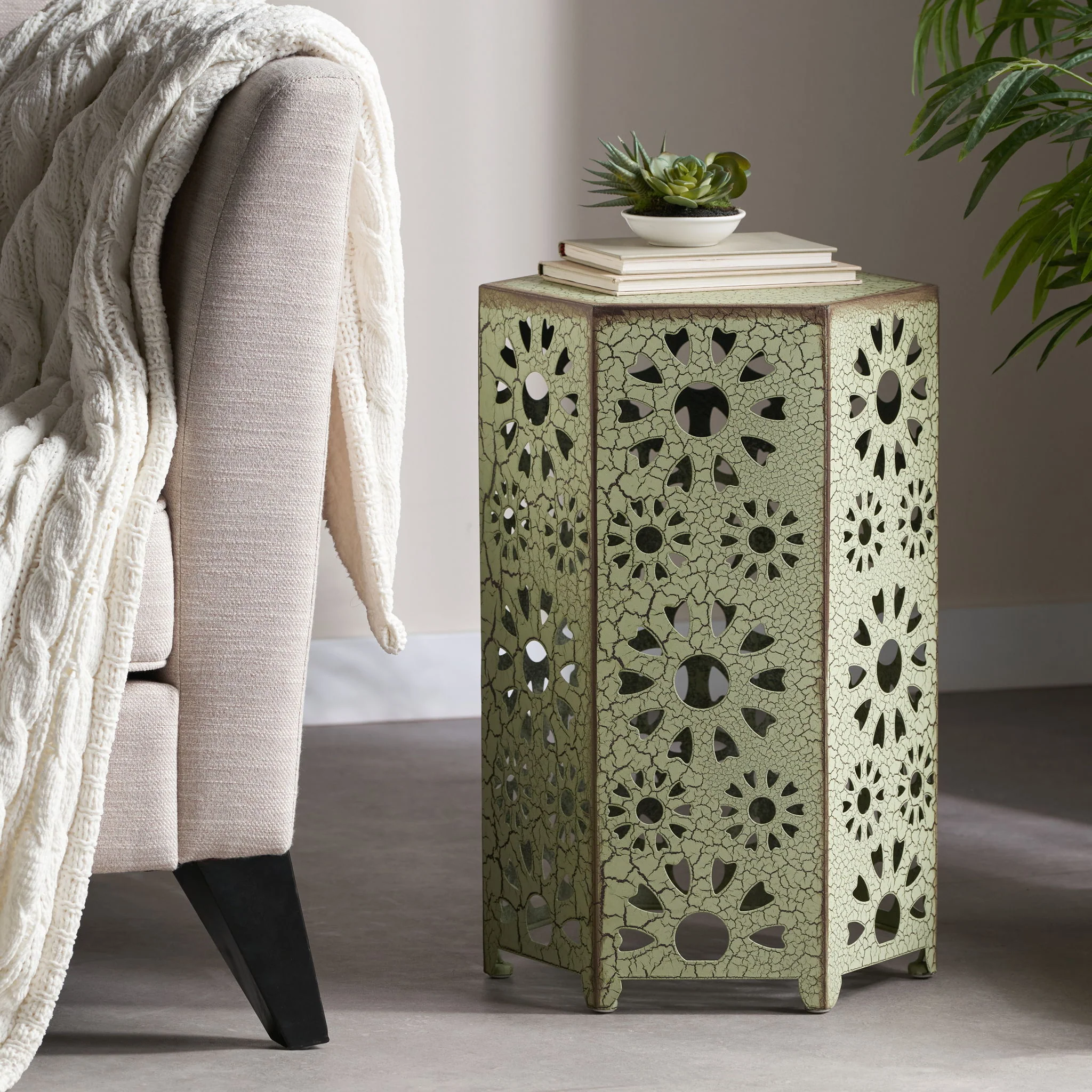 Galore - Side Table With Sunburst Cut Out Design - Image 4
