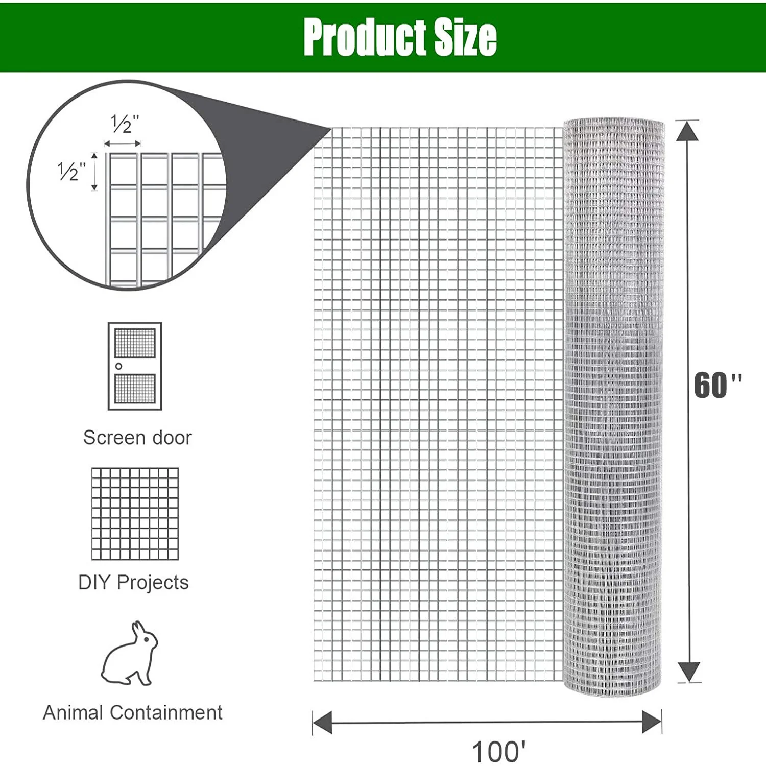 Galvanized Hardware Cloth, Chicken Wire Fence Roll For Garden And Animal Enclosures - Silver - Image 7
