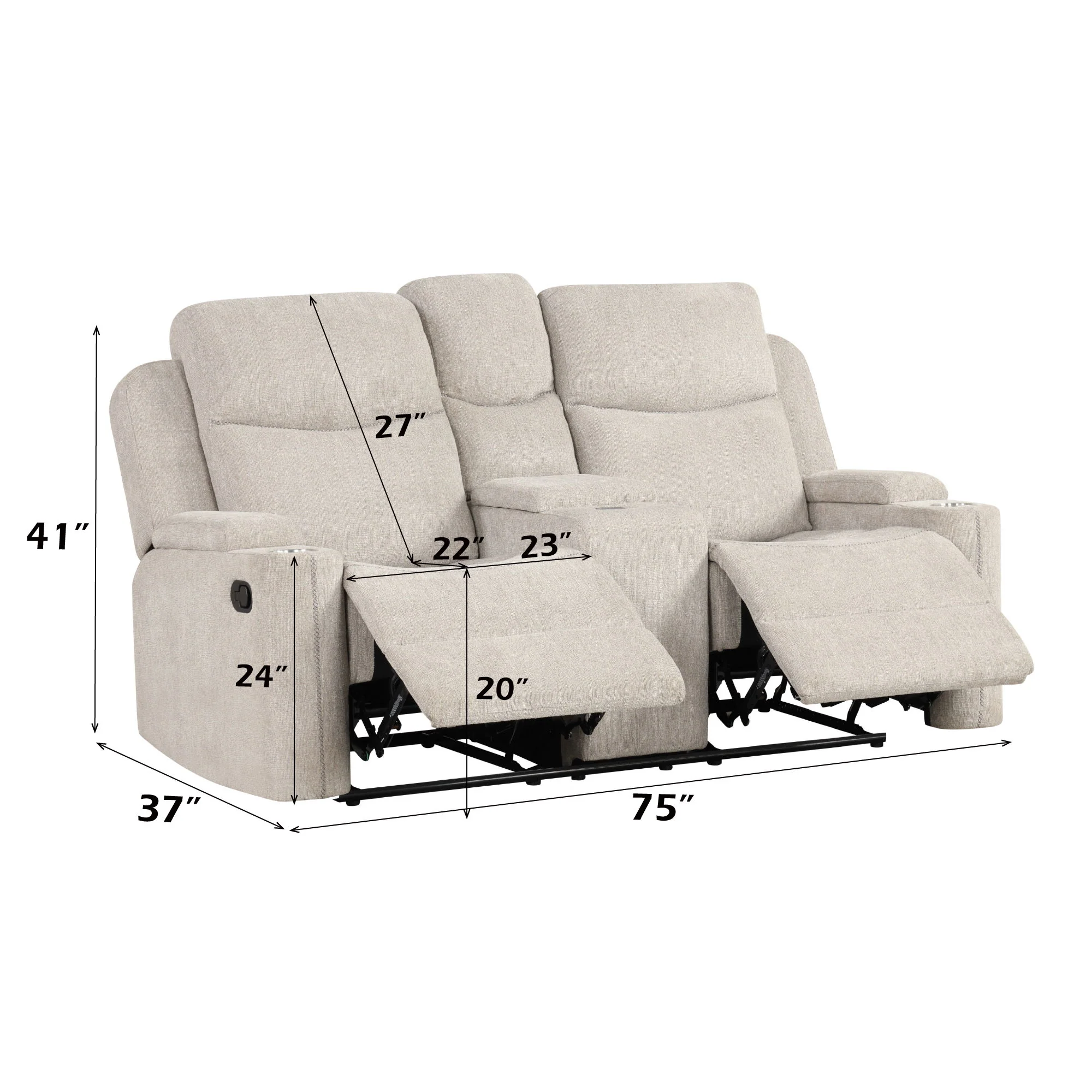 Galya - Motion Loveseat With Console - Light Gray - Image 5