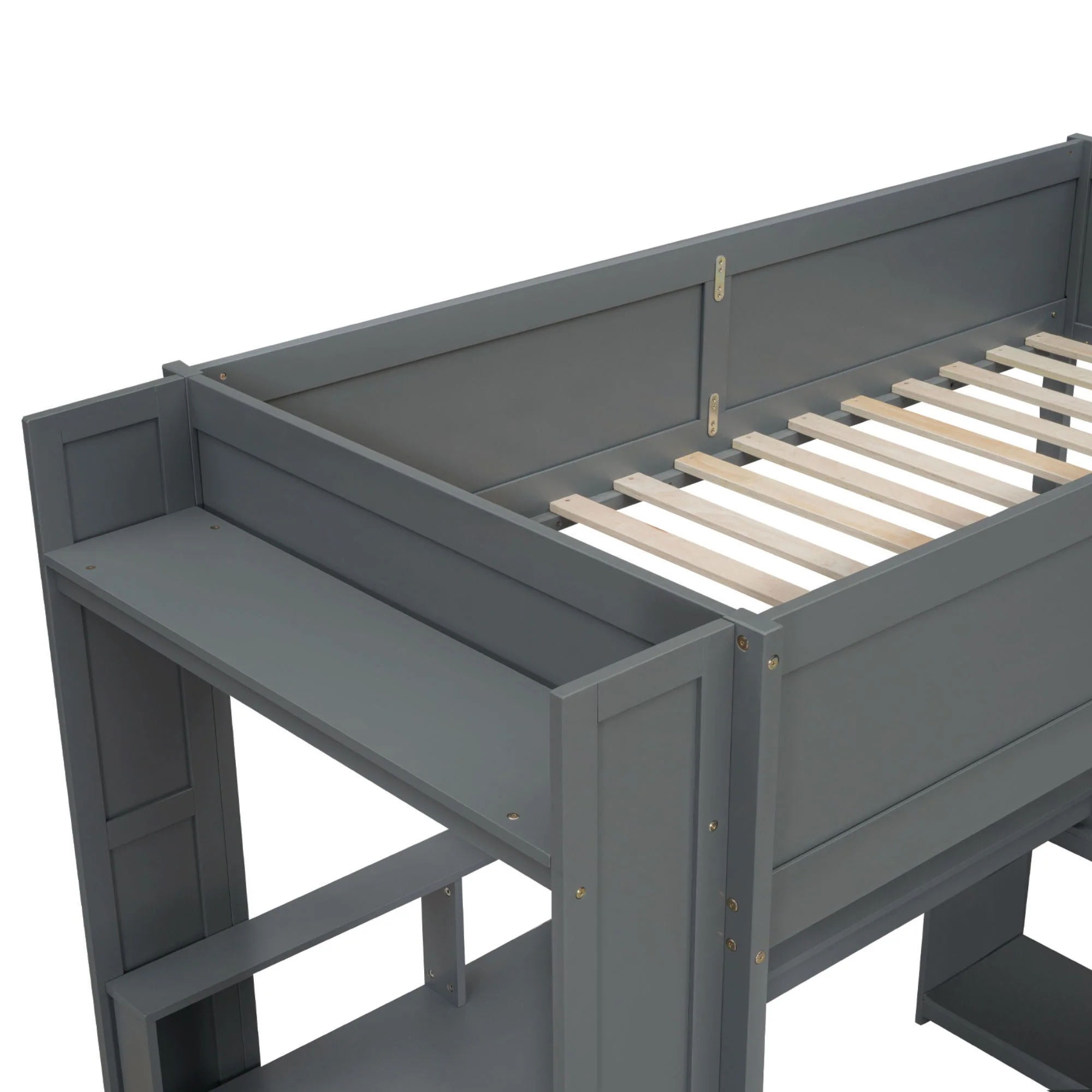 Gaming Loft Bed With Desk, Multi Storage Shelves, LED And Charging Station - Image 4