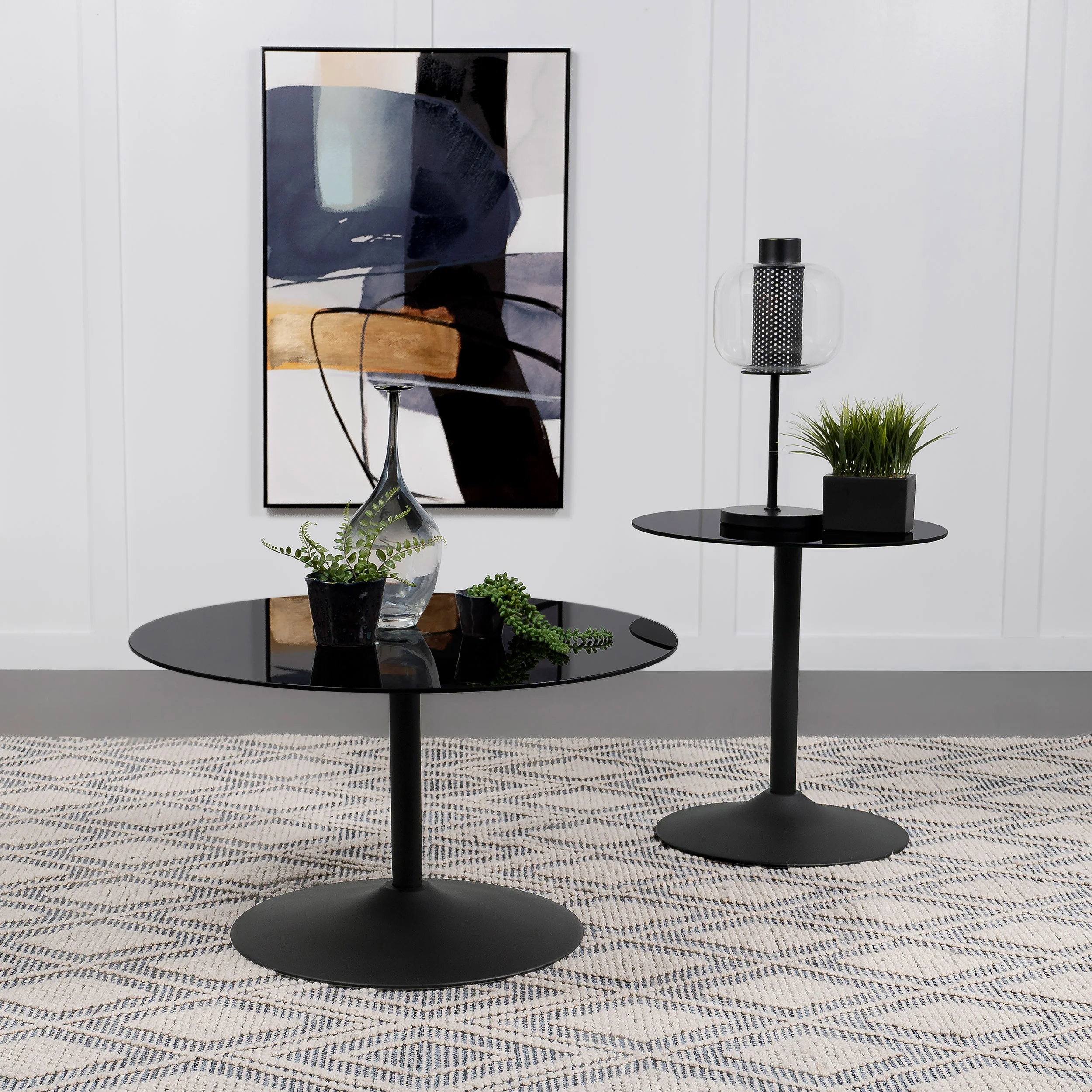 Ganso Round Metal Coffee Table with Tempered Glass Top - Image 5