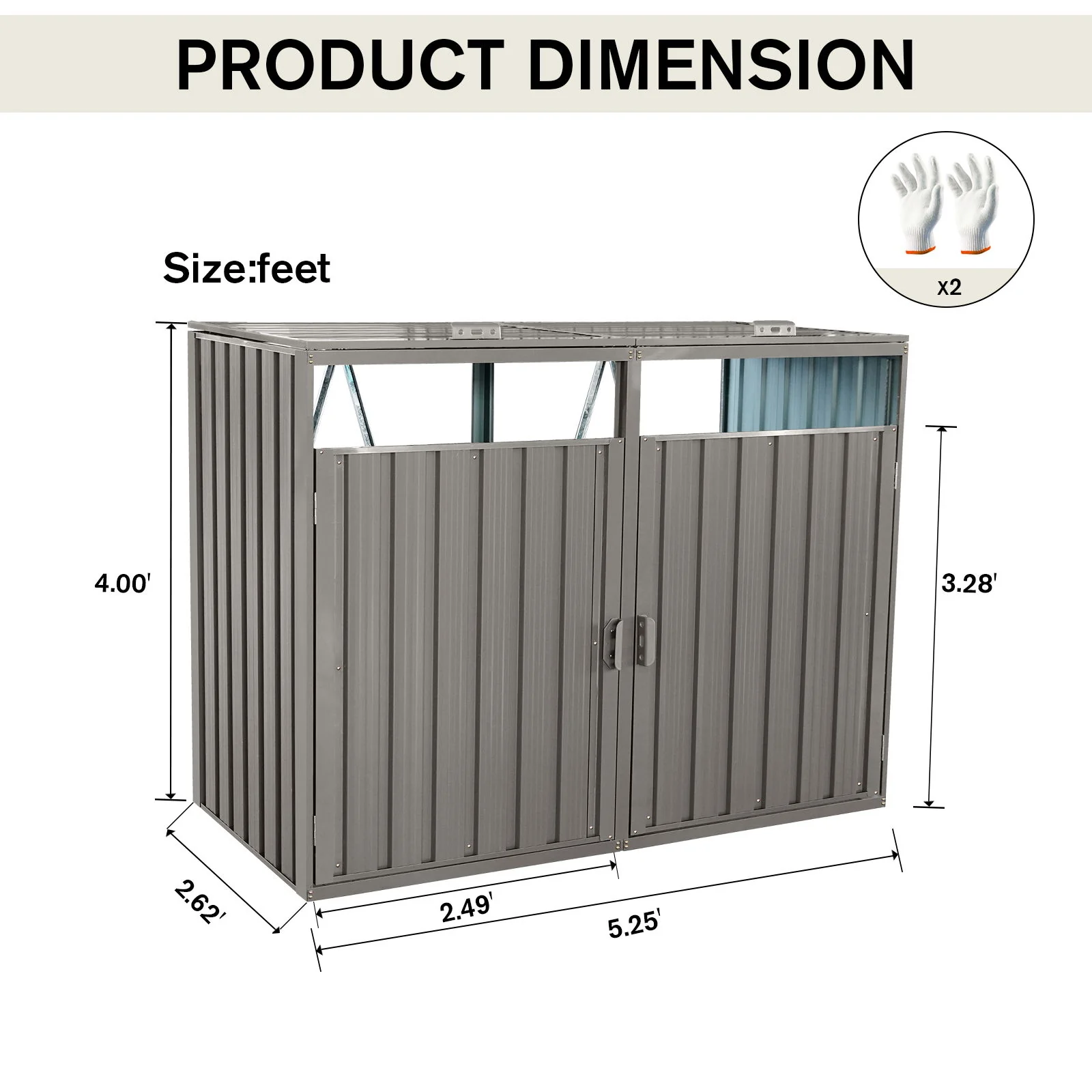 Garbage Bin Shed Outdoor Storage Building Weatherproof Galvanized Steel Housing - Image 19