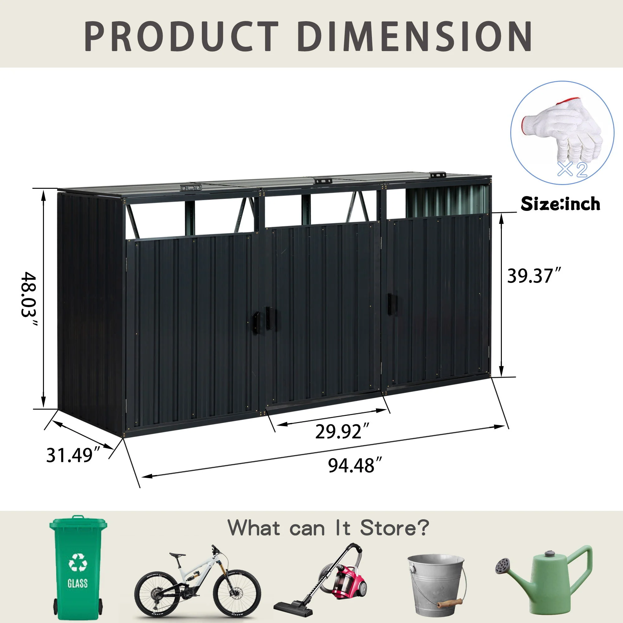Garbage Bin Shed Outdoor Storage Building Weatherproof Galvanized Steel Housing - Image 20
