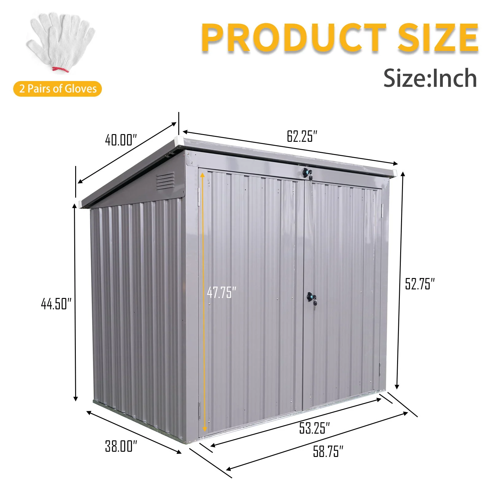 Garbage Bin Shed Trash Can Enclosure Storage Building Steel 62x53in Gray - Image 6
