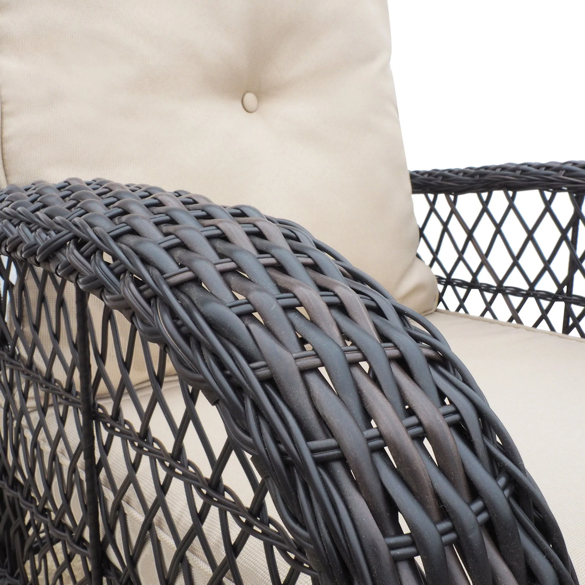 Garden Rocking Chair, Outdoor Rattan Rocker Chair With All-Weather Hand-Woven Resin Wicker, Patio Relaxing Lounge Furniture With Powder-Coated Metal Frame For Backyard, Porch - Brown / Beige - Image 6