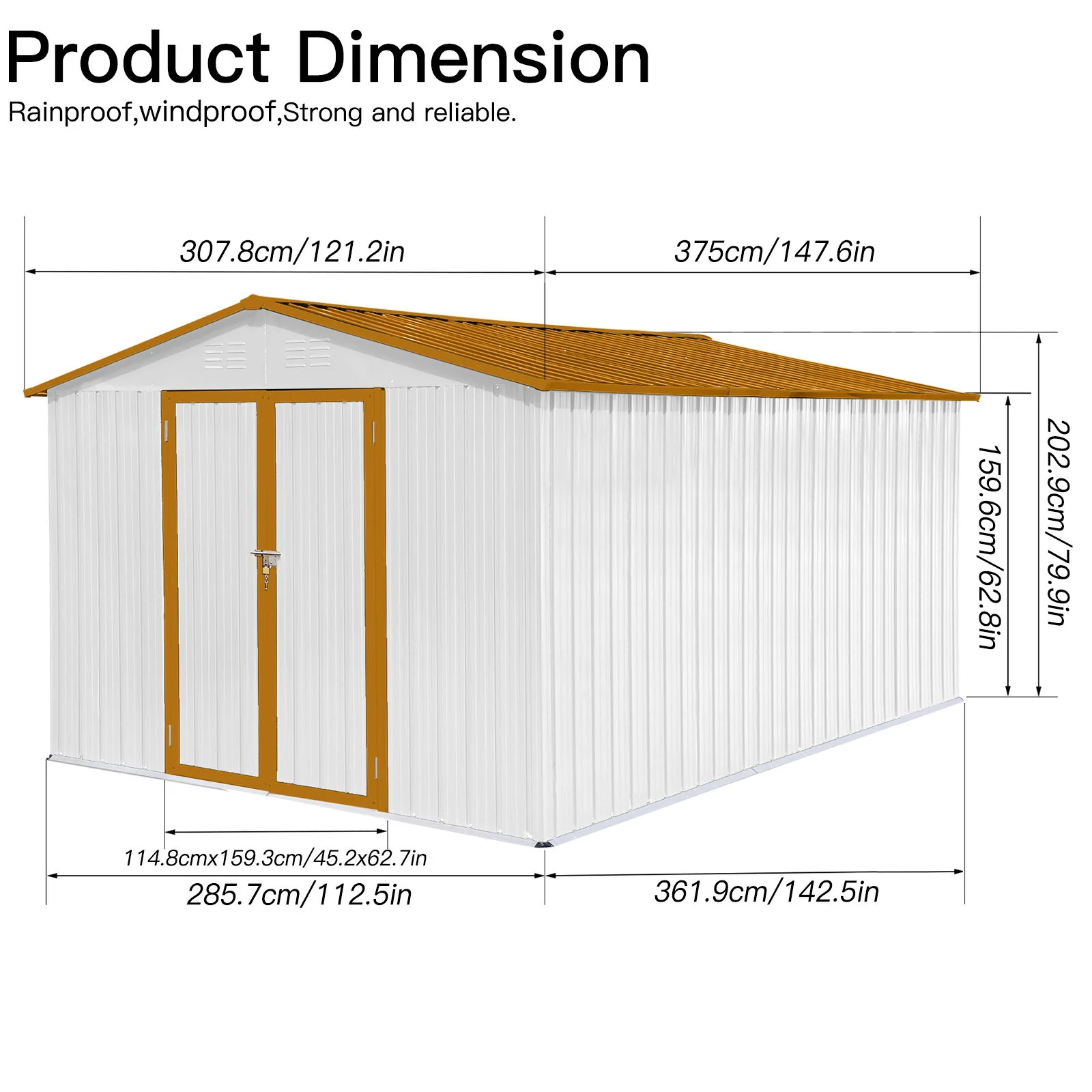 Garden Shed Outdoor Storage Building Waterproof Metal Frame 10x12ft - Image 16