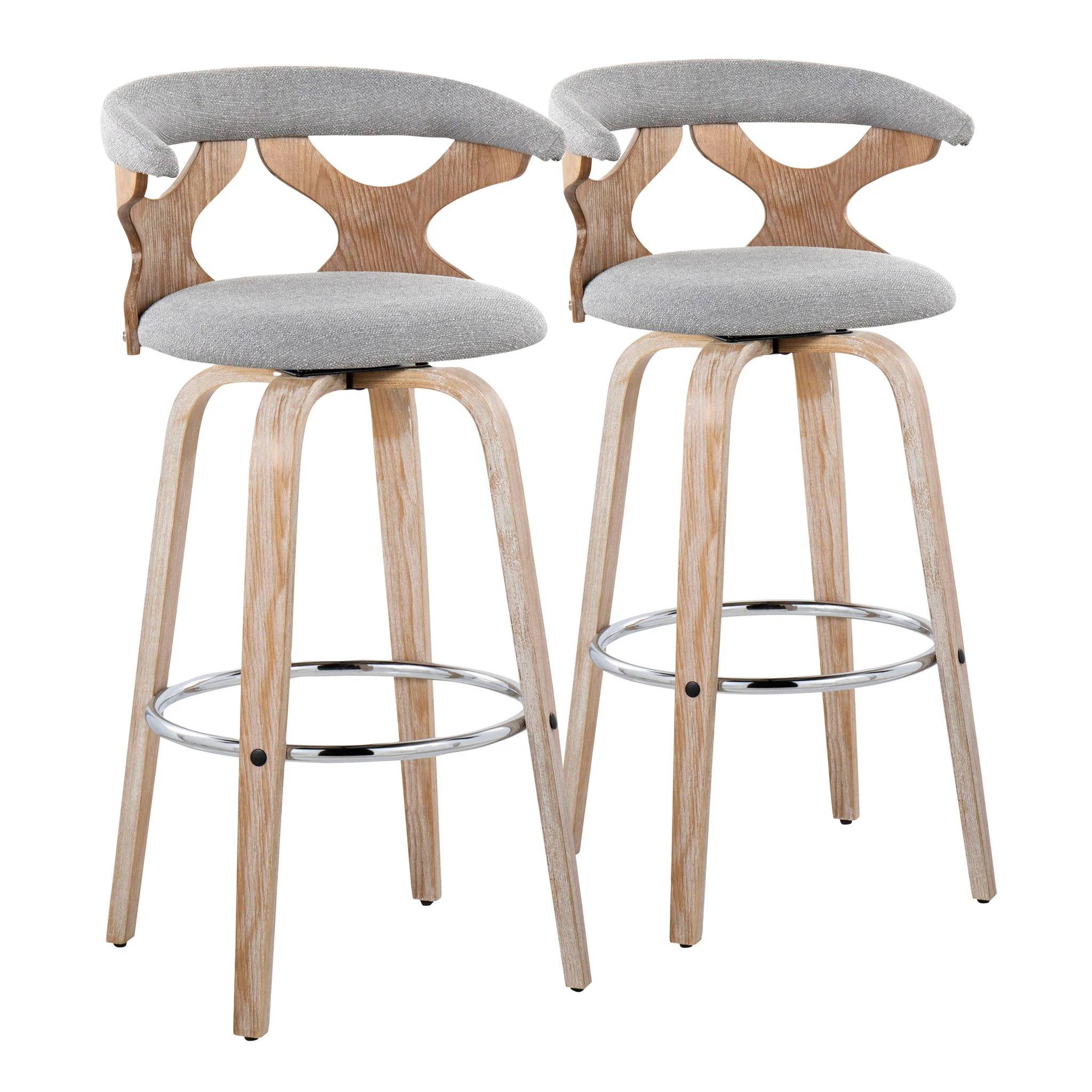 Gardenia - Contemporary Fixed Height Barstool With Swivel With Round Footrest (Set of 2) - Image 3