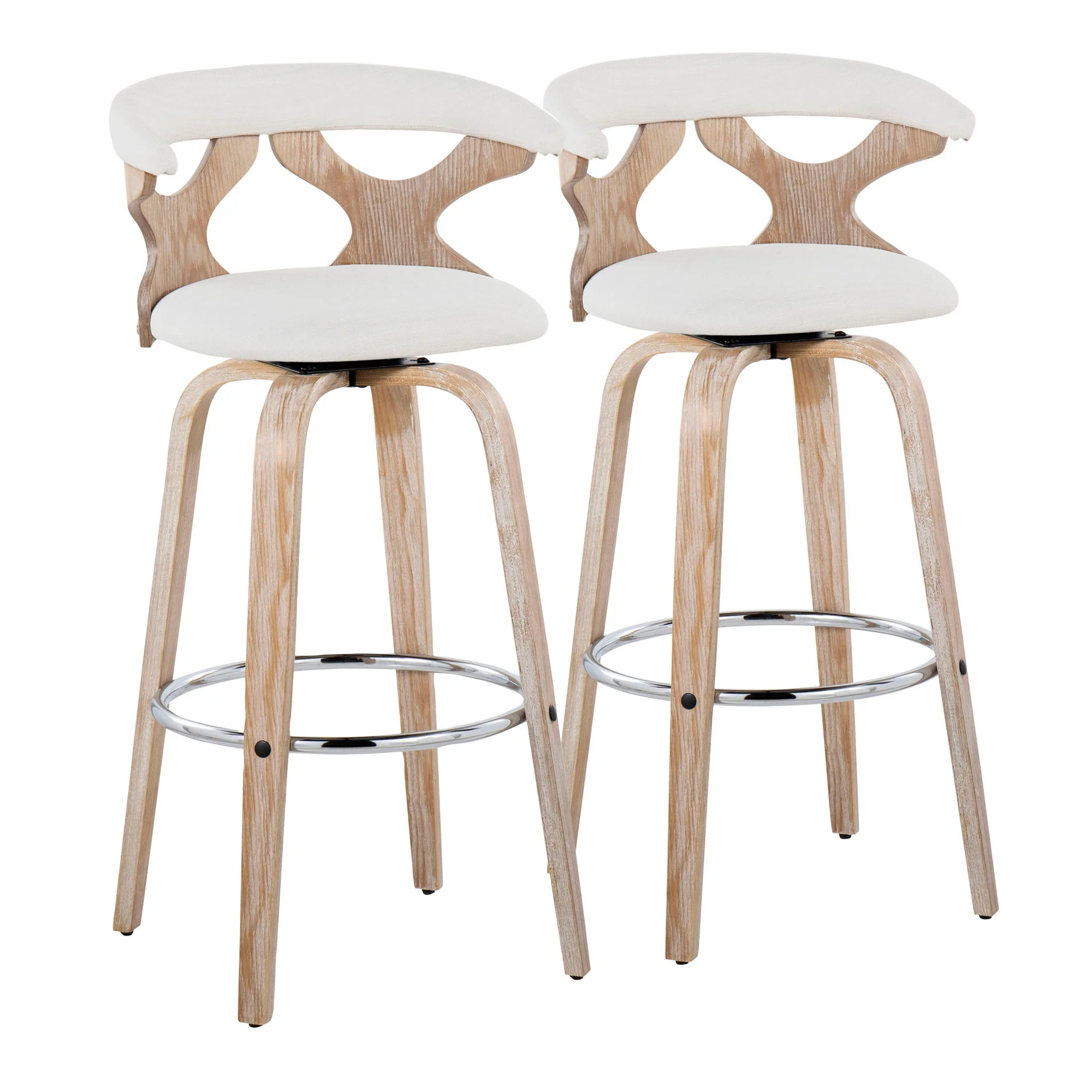 Gardenia - Contemporary Fixed Height Barstool With Swivel With Round Footrest (Set of 2) - Image 4