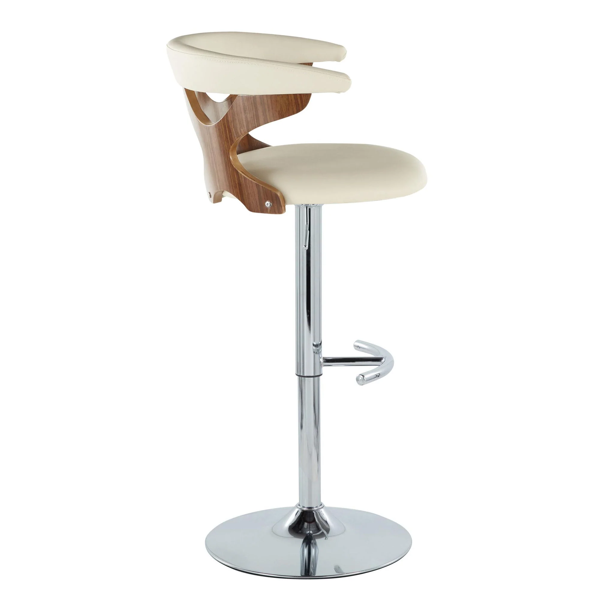 Gardenia - Mid Century Modern Adjustable Barstool With Swivel With Rounded T Footrest (Set of 2) - Image 6