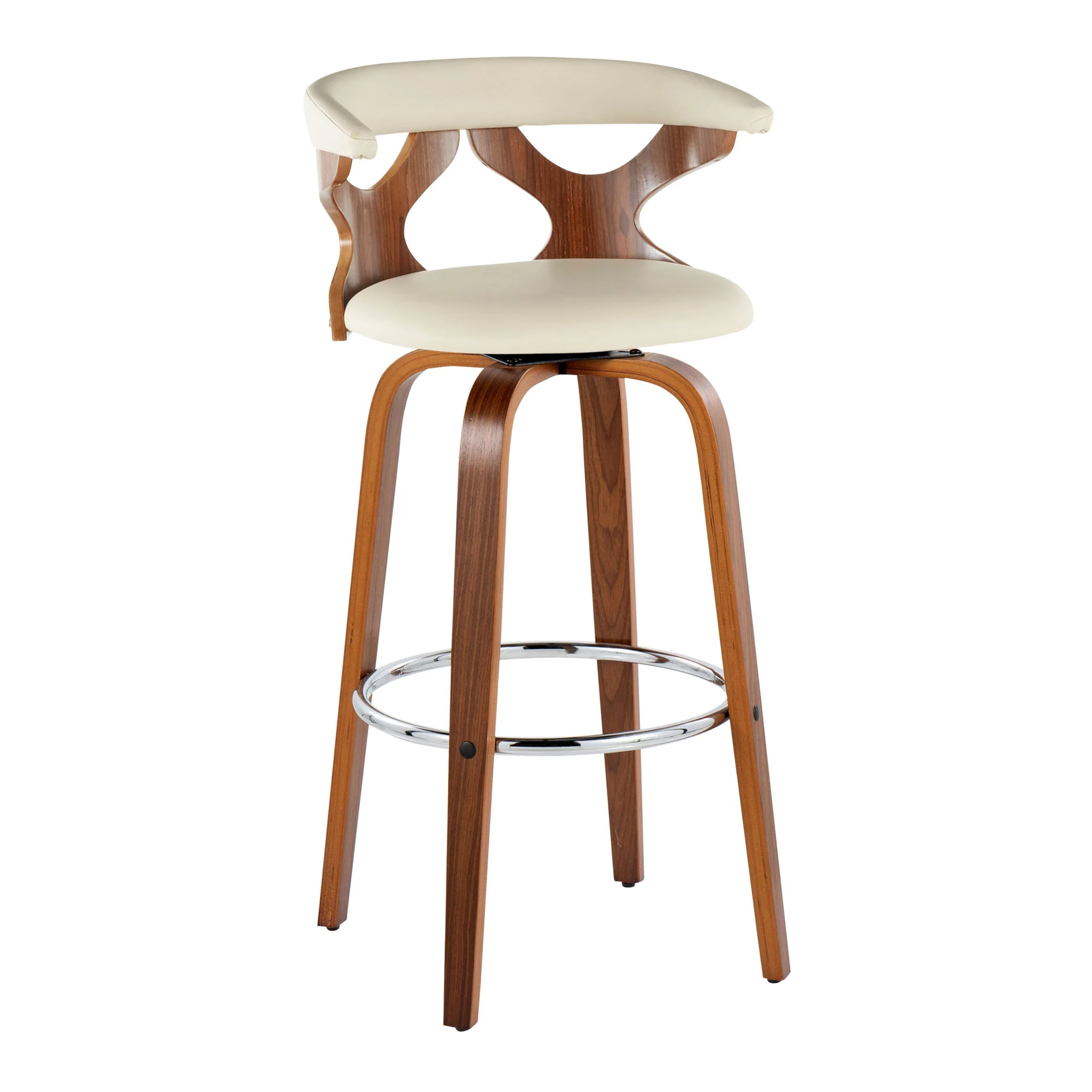 Gardenia - Mid Century Modern Fixed Height Barstool With Swivel With Round Footrest (Set of 2) - Image 21