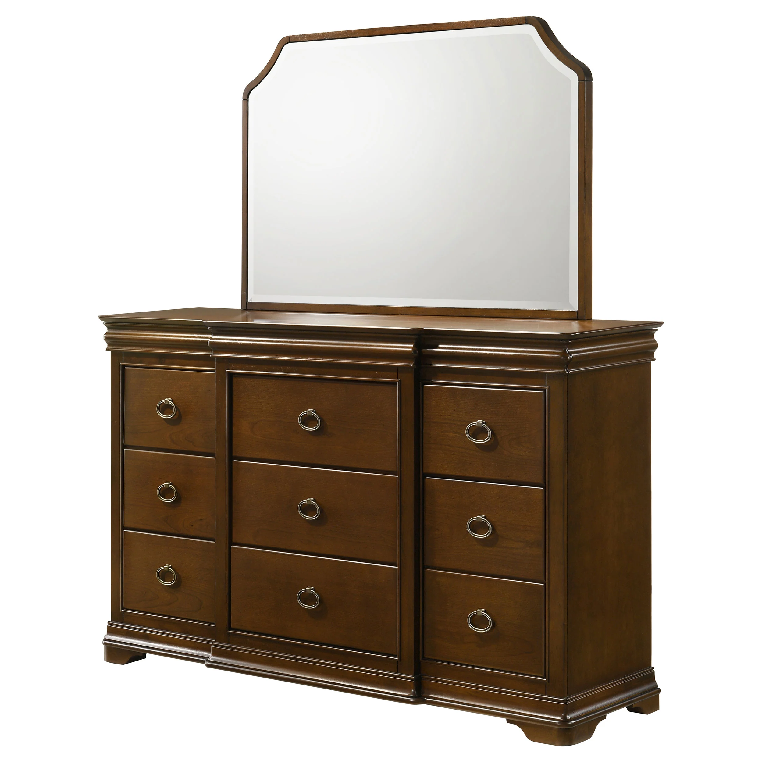 Garland 9-Drawer Dresser with Mirror in Brown Cherry - Image 4