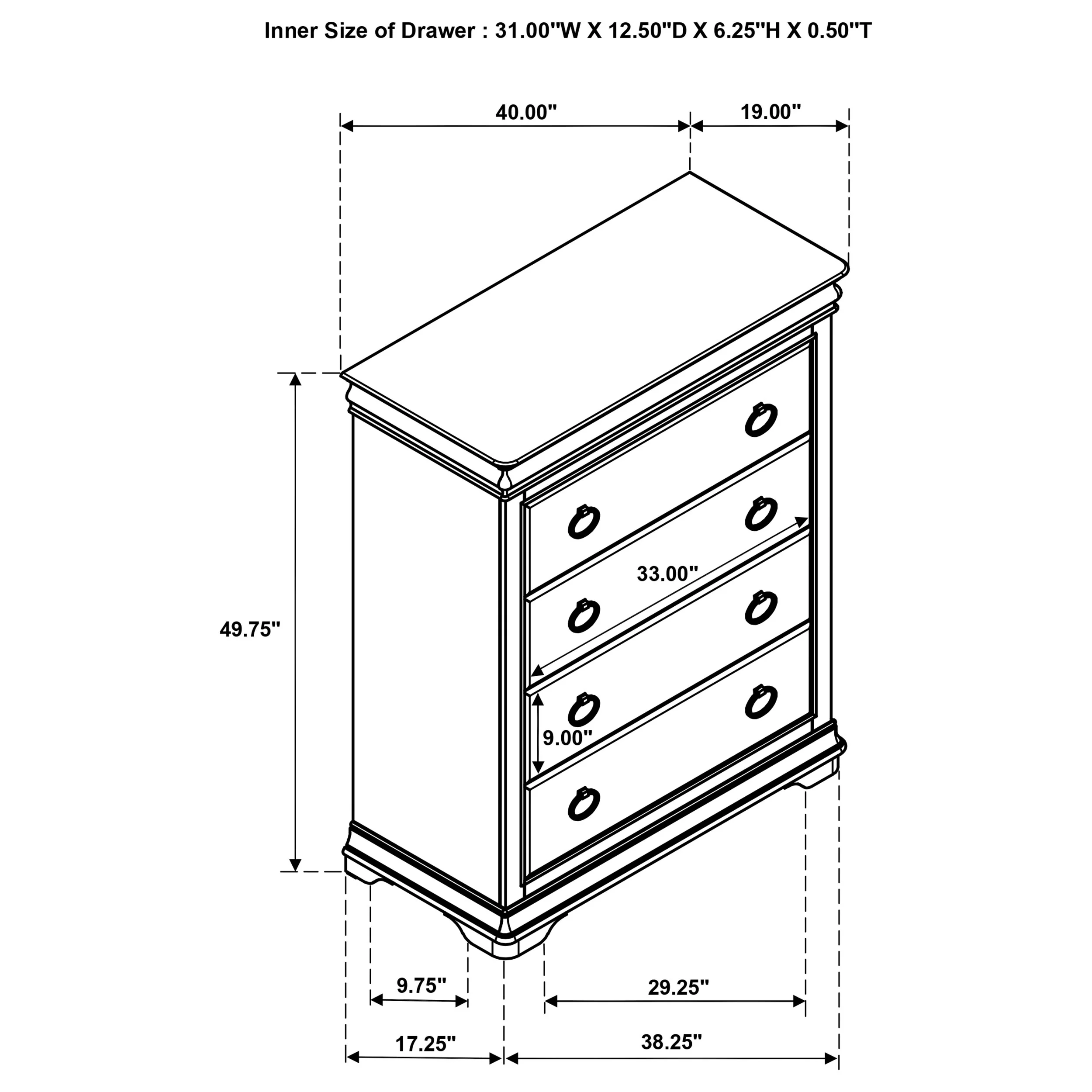 Garland 4-Drawer Chest of Drawers in Brown Cherry - Image 11
