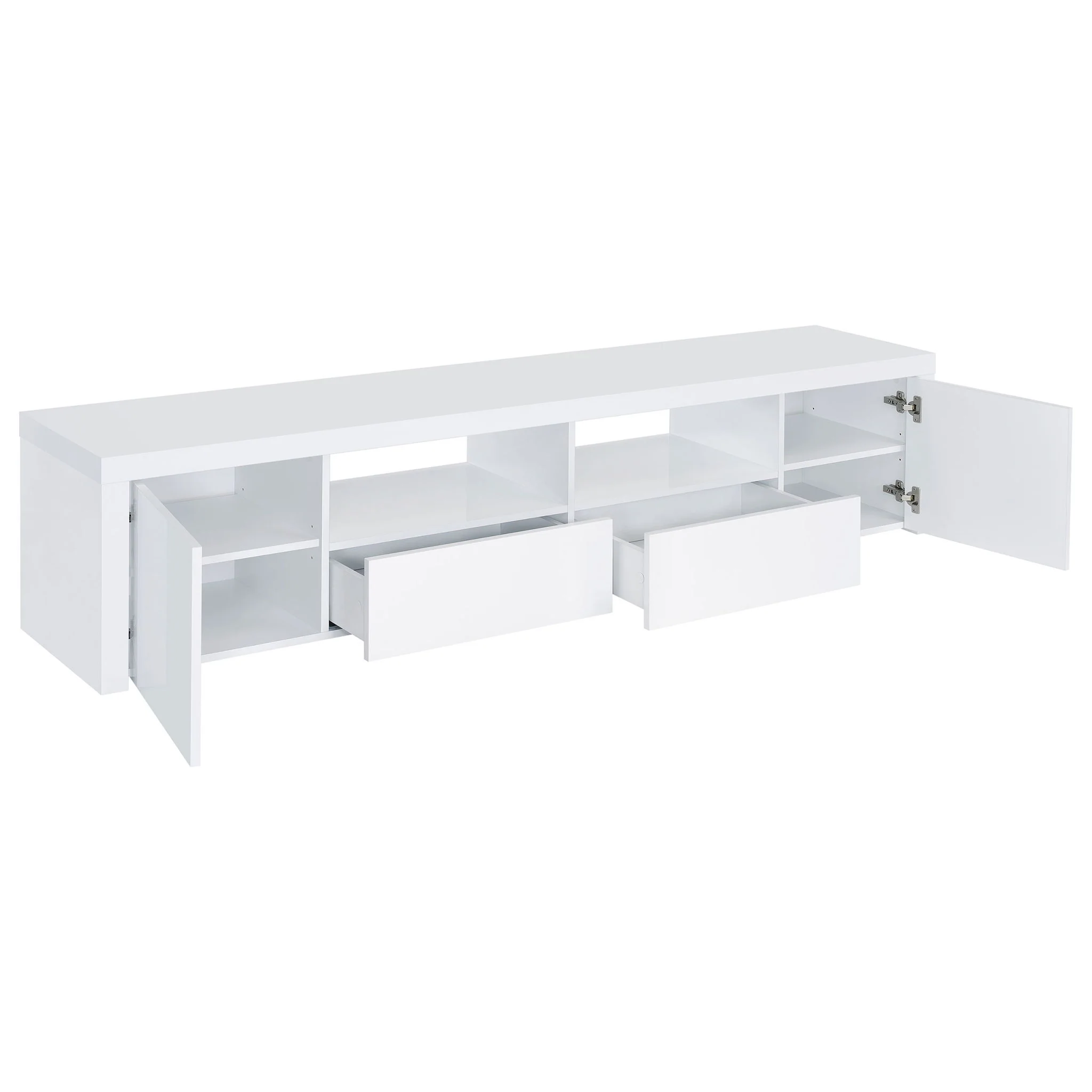 Garner - 2 Door Stand With Drawers Media Console - Gloss White - Image 2