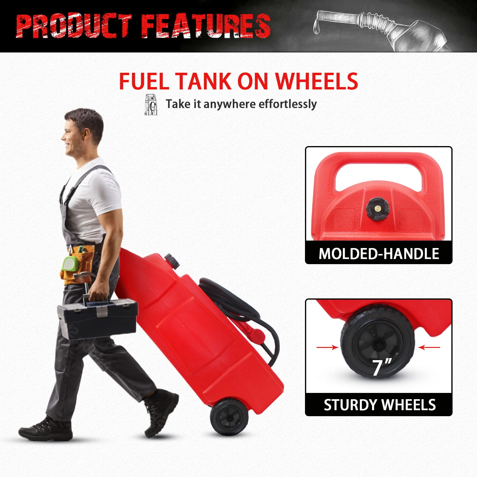 Gas Caddy With Wheels, Fuel Transfer Tank, Gasoline Diesel Can - Image 12