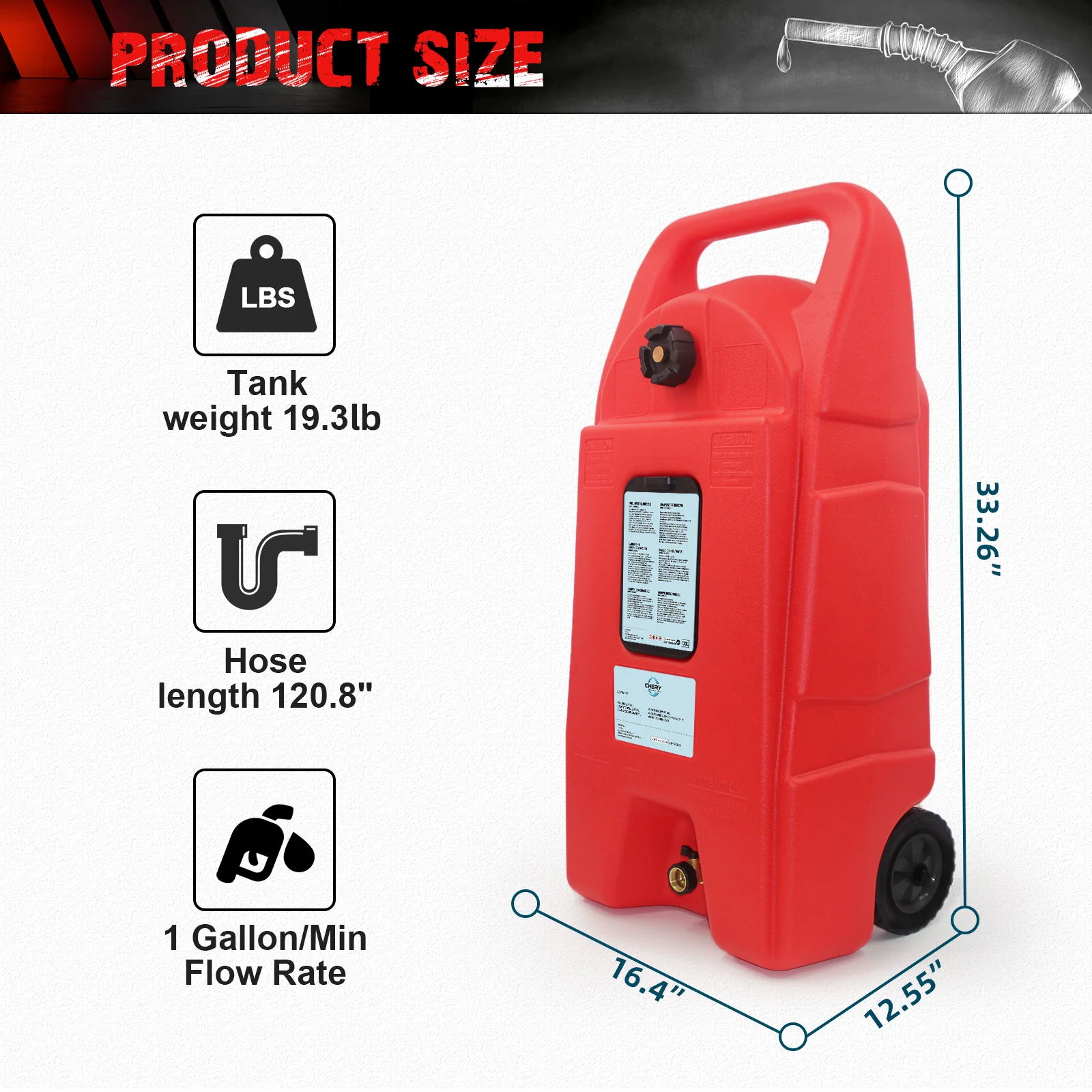 Gas Caddy With Wheels, Fuel Transfer Tank, Gasoline Diesel Can - Image 7