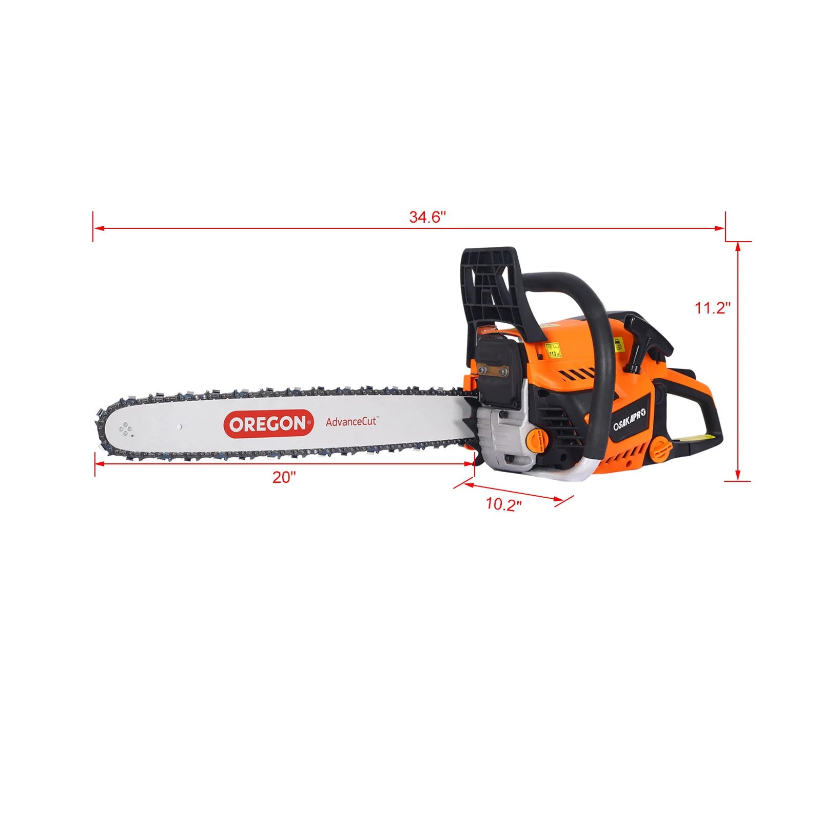 Gasoline Chainsaw 20" 52Cc For Tree And Wood Cutting - Orange - Image 5