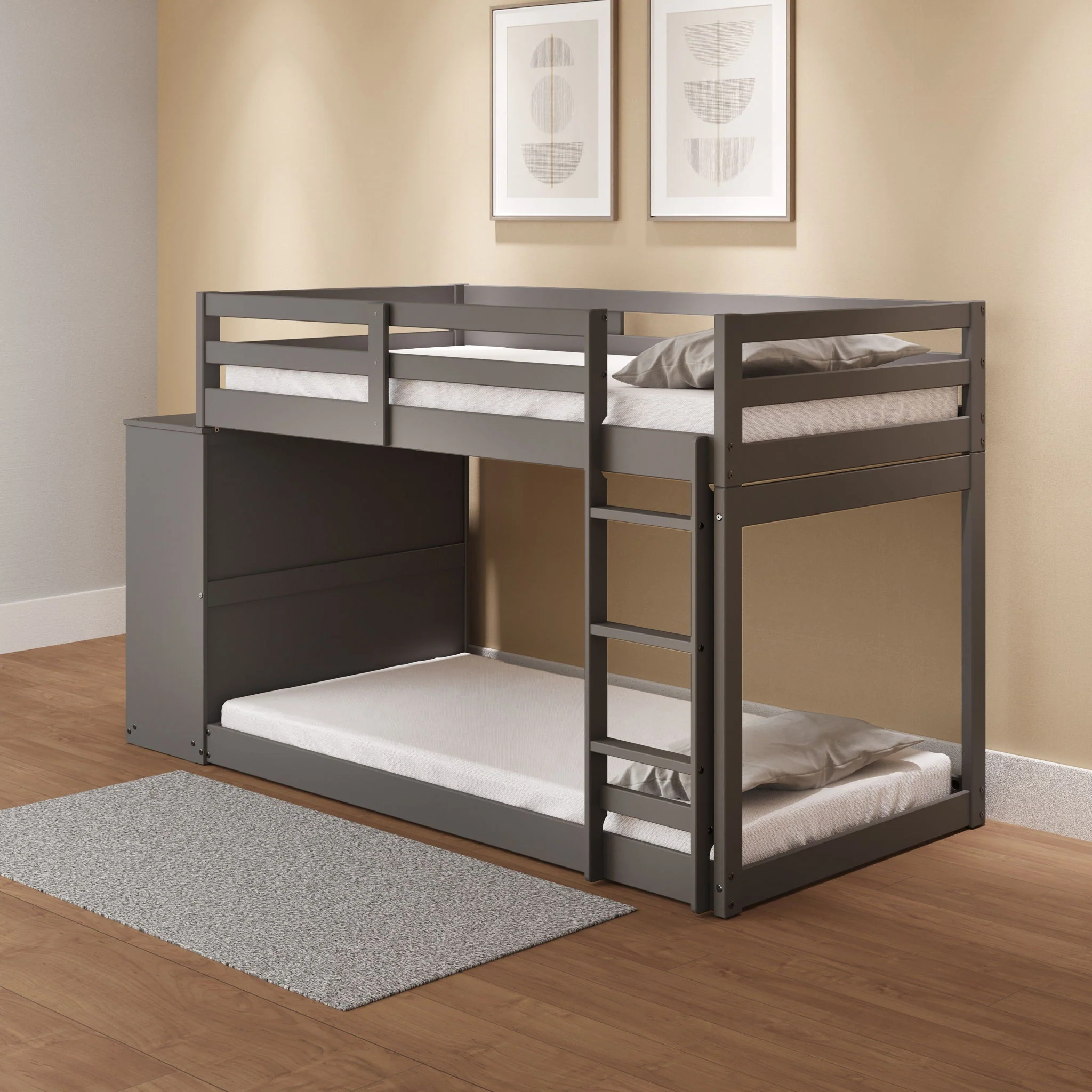 Gaston - Bunk Bed Twin Over Twin With 4 Drawers & 3 Compartments - Gray - Image 7
