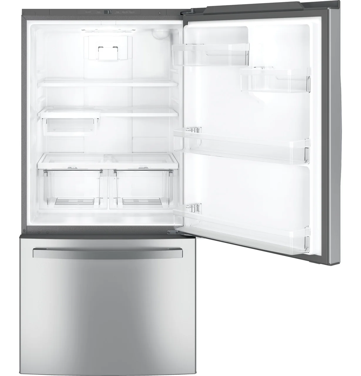 GE 24.8 cu. ft. Bottom Freezer Refrigerator in Fingerprint Resistant Stainless Steel - Image 3