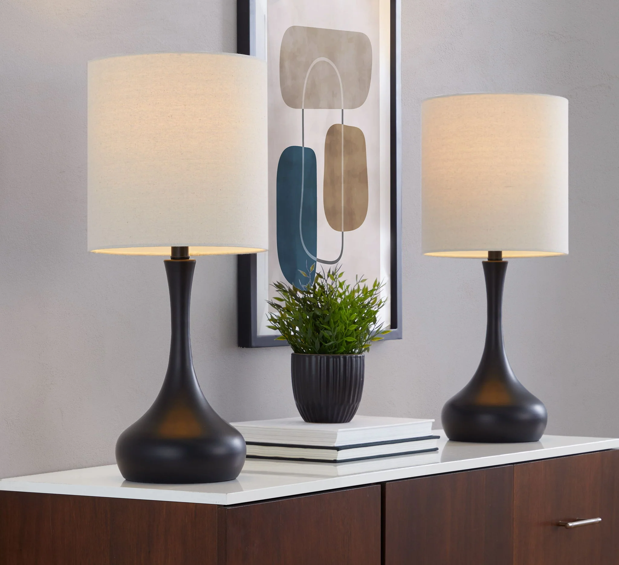 Genie - Contemporary Table Lamp (Set of 2) - Matte Black / Oatmeal - Image 4