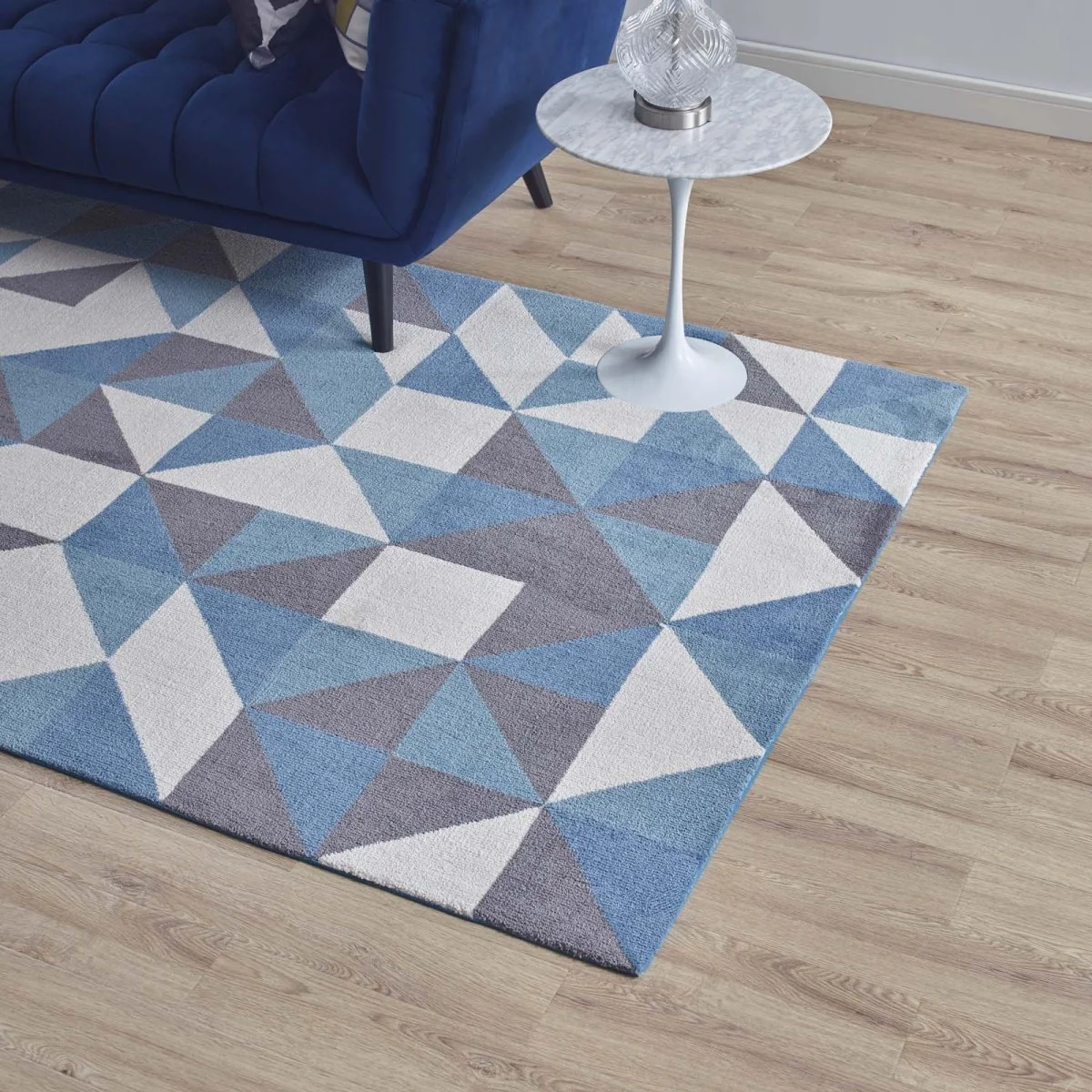 Geometric Triangle Mosaic Polyester Area Rug - Modern Triangle Pattern Floor Rug - Image 8