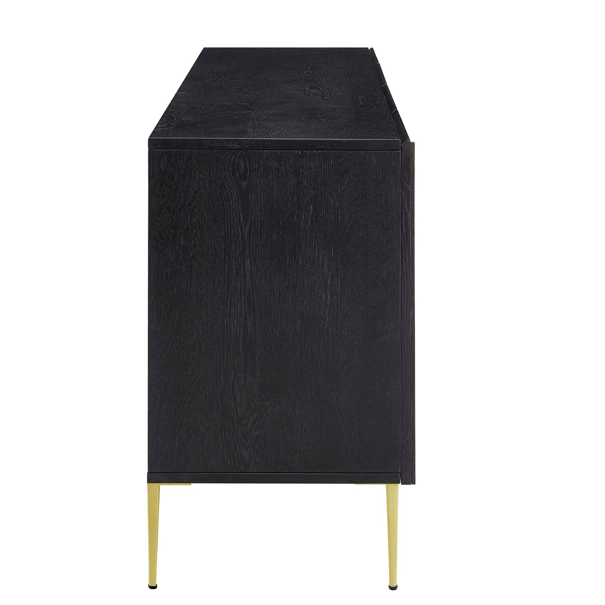 Geometric Wood Sideboard Storage Cabinet with Metal Legs – Oak Finish 68 Inch - Image 10