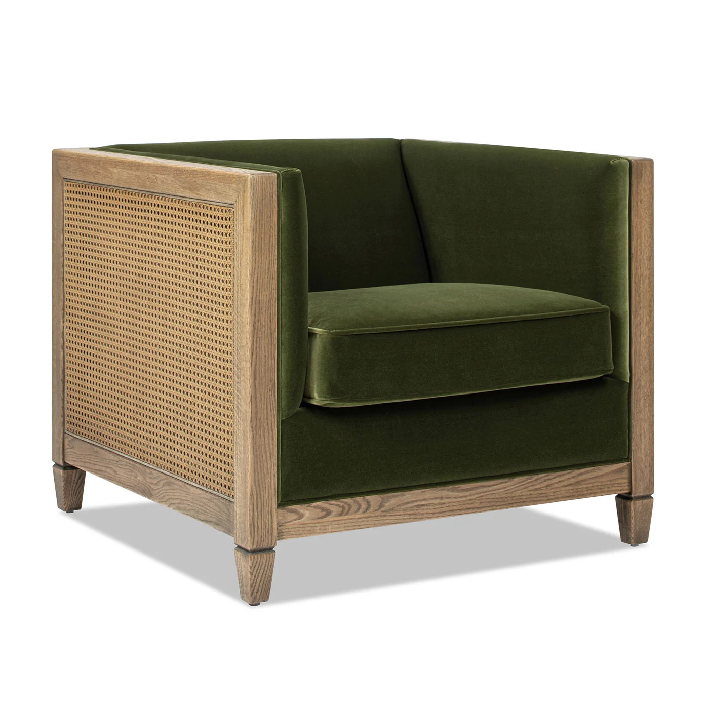 Georgia - Cane Tuxedo Armchair - Olive Green - Image 3