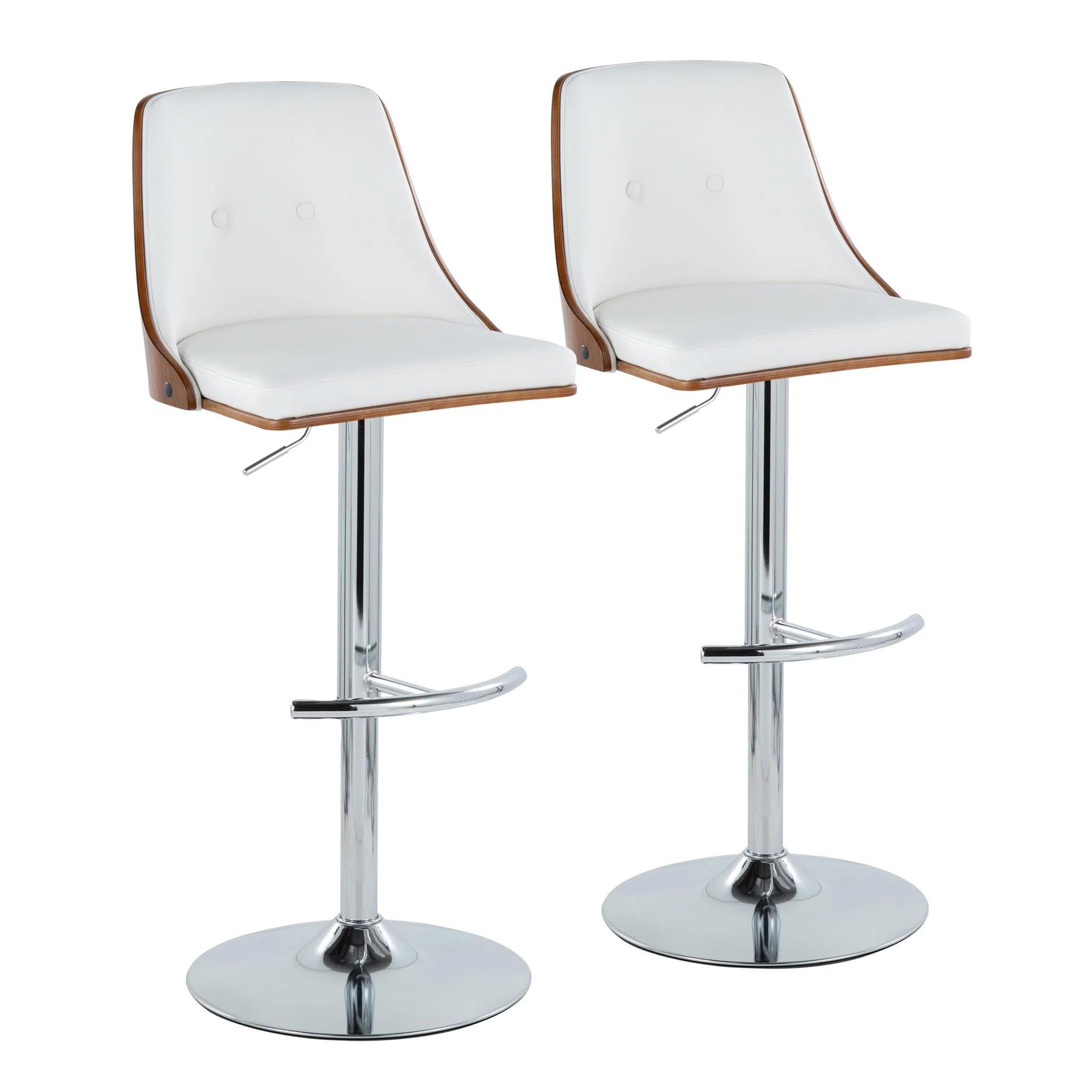 Gianna - Mid Century Modern Adjustable Barstool With Swivel With Rounded T Footrest (Set of 2) - Image 3