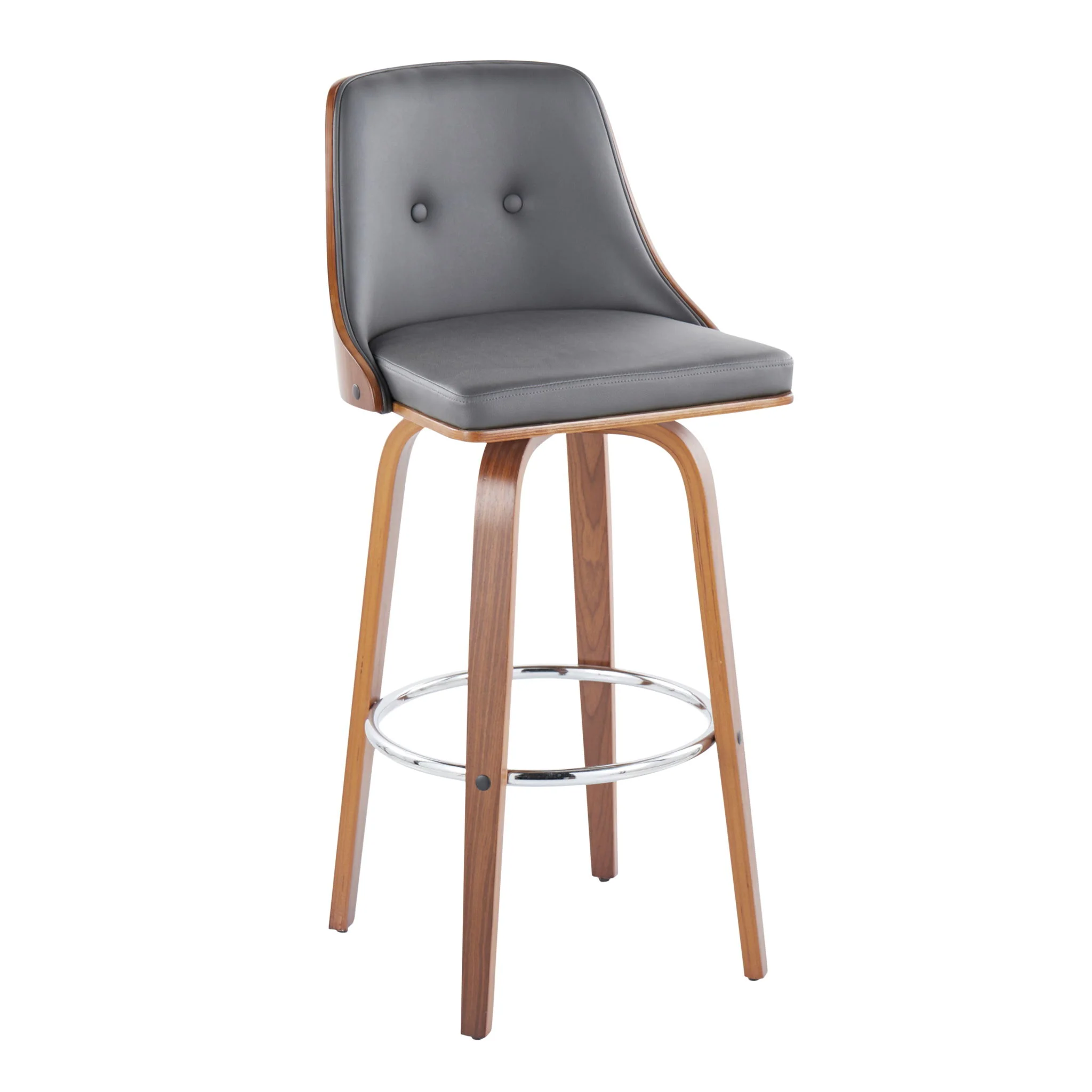 Gianna - Mid Century Modern Fixed Height Barstool With Swivel With Round Footrest (Set of 2) - Image 18