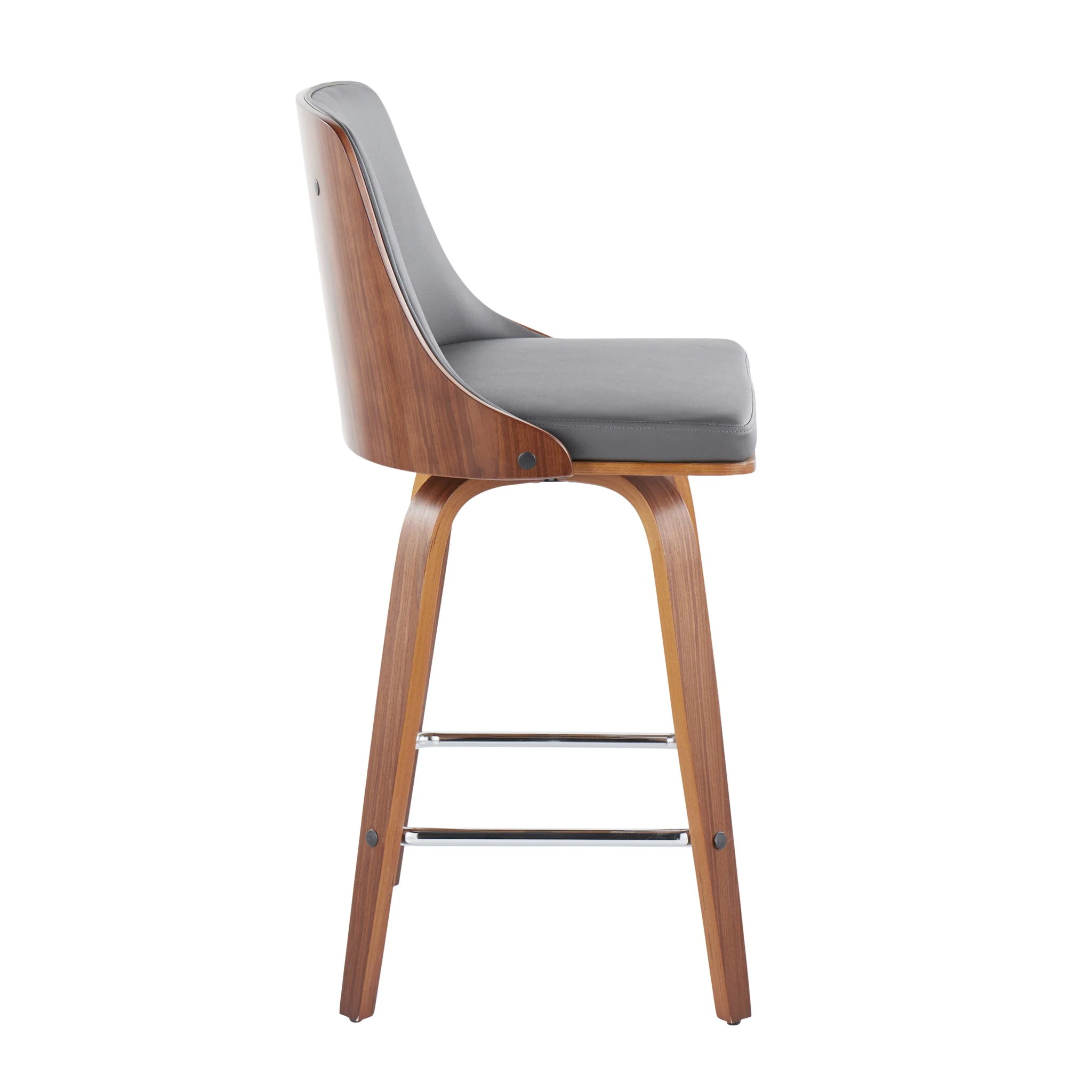 Gianna - Mid Century Modern Fixed Height Counter Stool With Swivel With Square Footrest (Set of 2) - Image 14