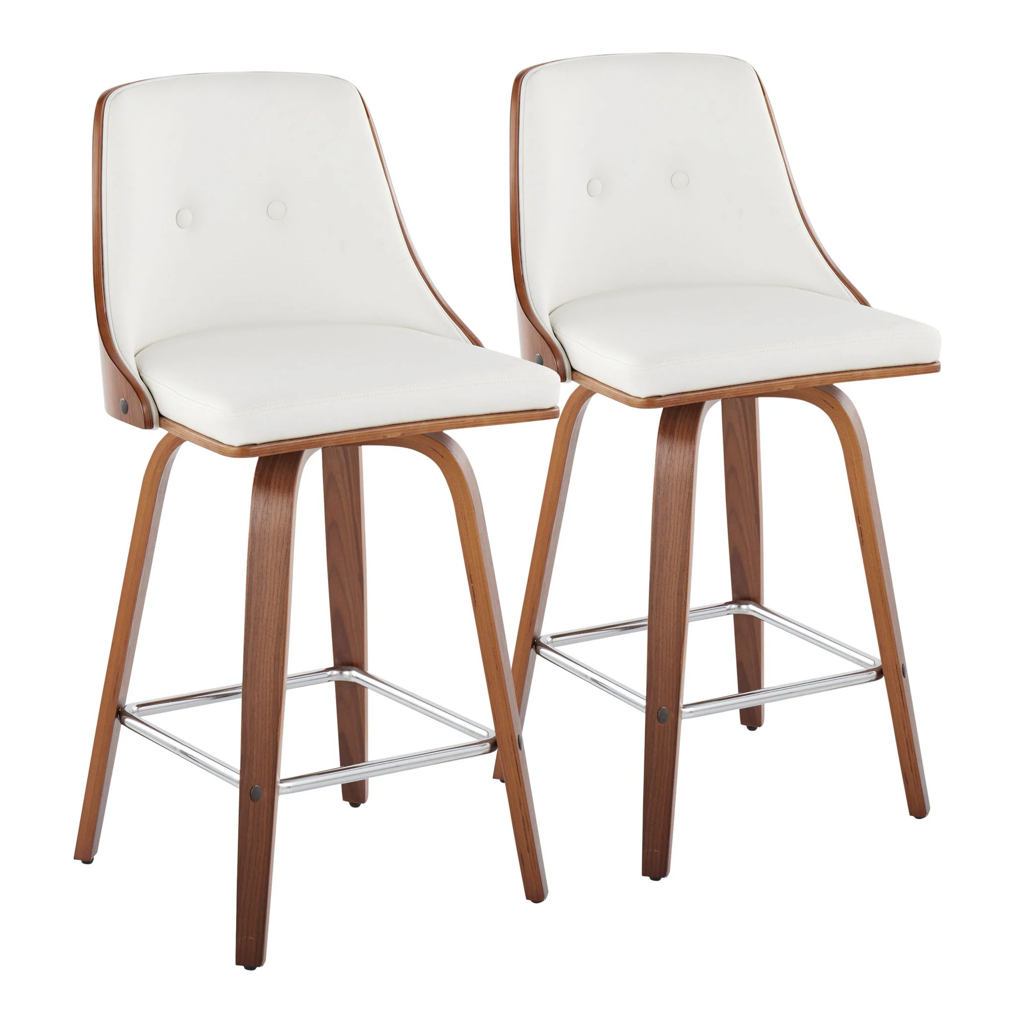 Gianna - Mid Century Modern Fixed Height Counter Stool With Swivel With Square Footrest (Set of 2) - Image 3