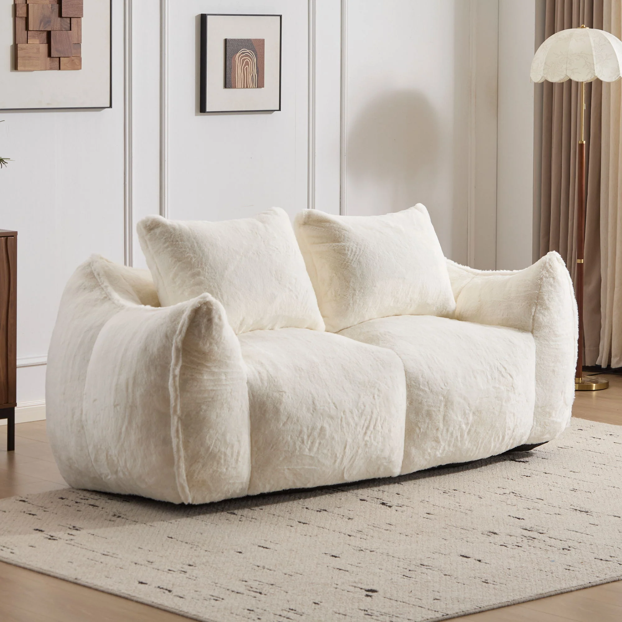 Giant Bean Bag Couch, Ultra Soft Fluffy Loveseat For Living Room - Image 10