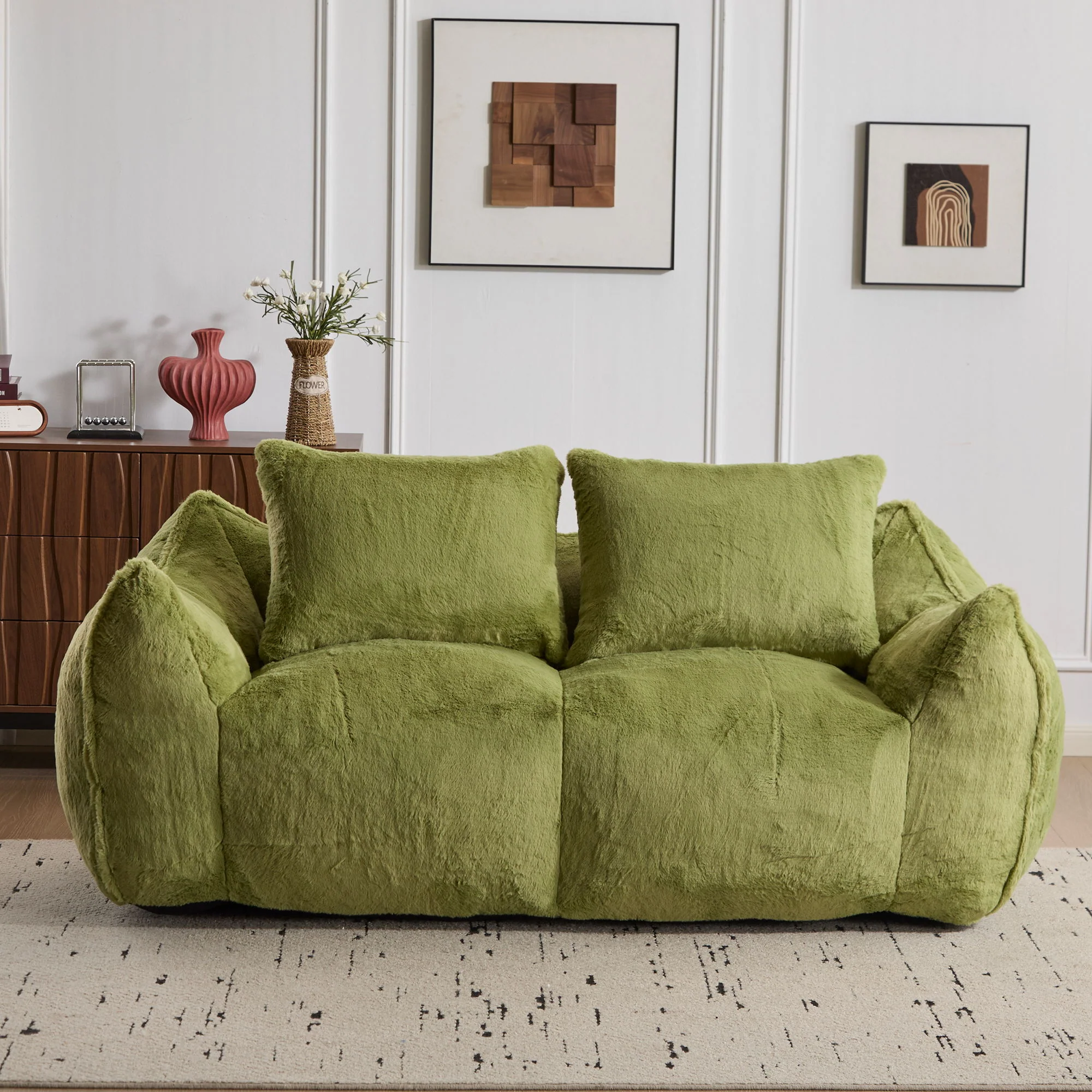 Giant Bean Bag Couch, Ultra Soft Fluffy Loveseat For Living Room - Image 46