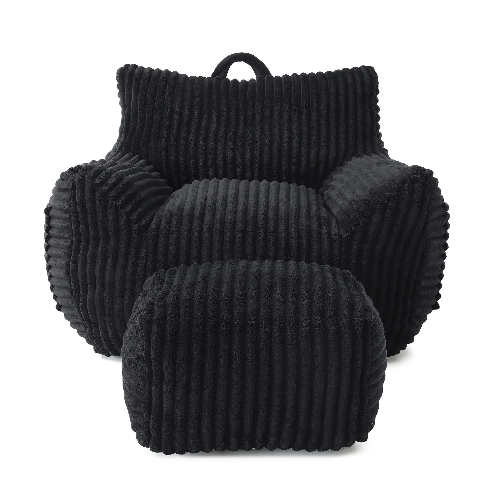 Giant Bean Bag Chair With Armrests And Footstool - Image 4