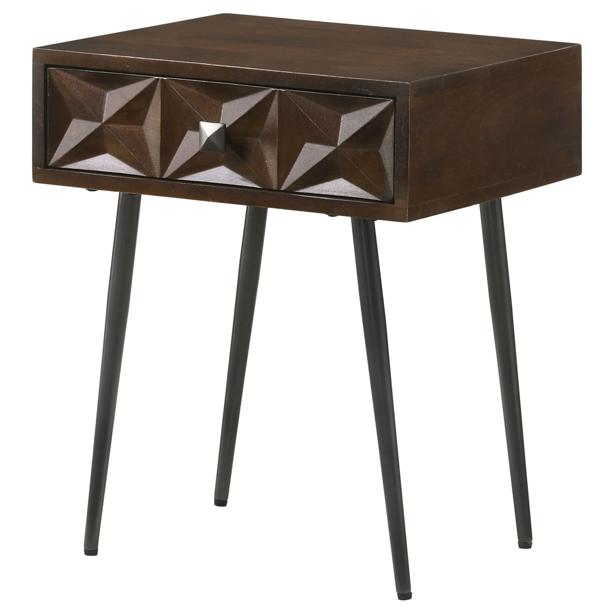 Gibson - Coffee 1 Drawer Rectangular Side Table With Angled Legs - Coffee - Image 3