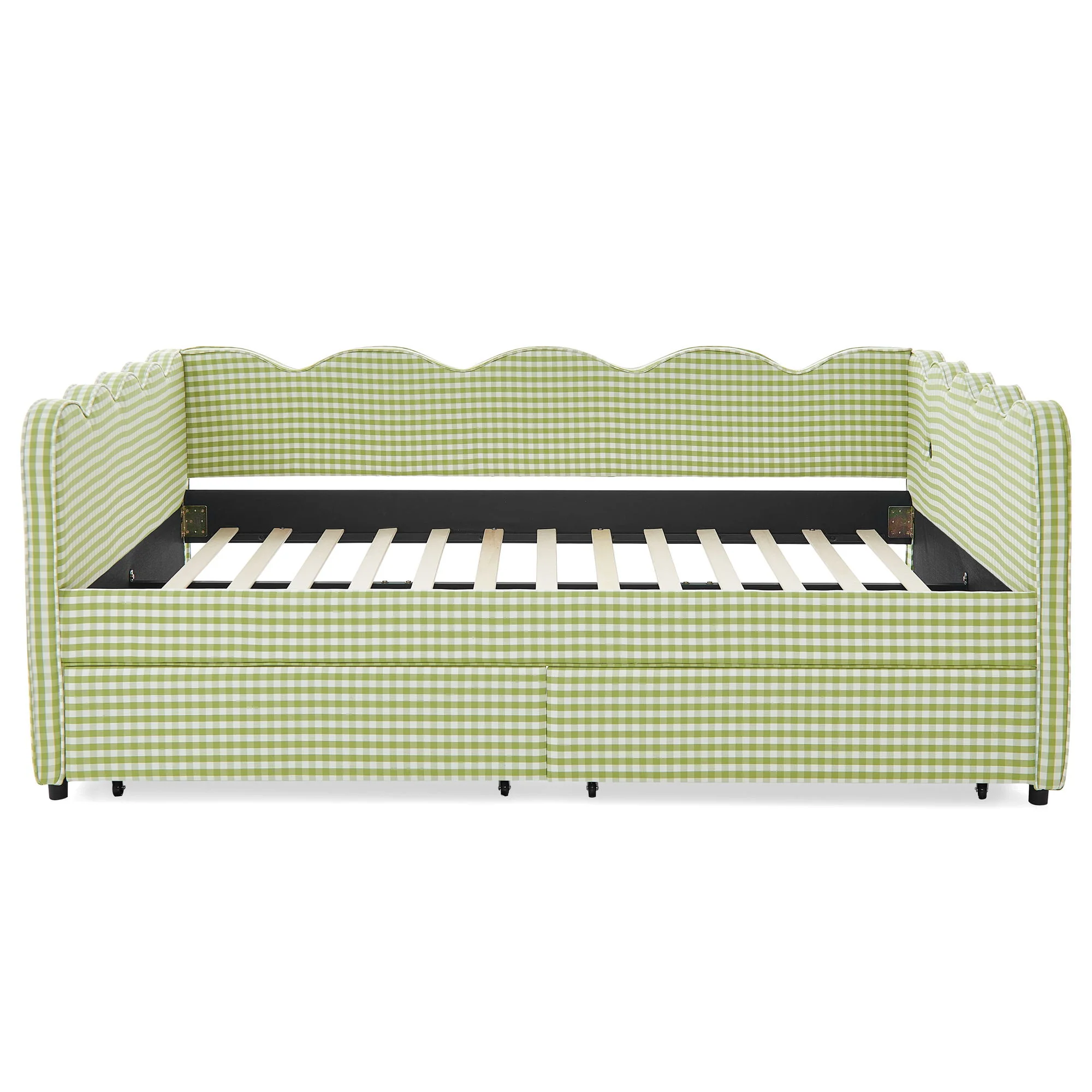 Gingham Daybed With USB Charging Port, Wave-Shaped Design - Image 14