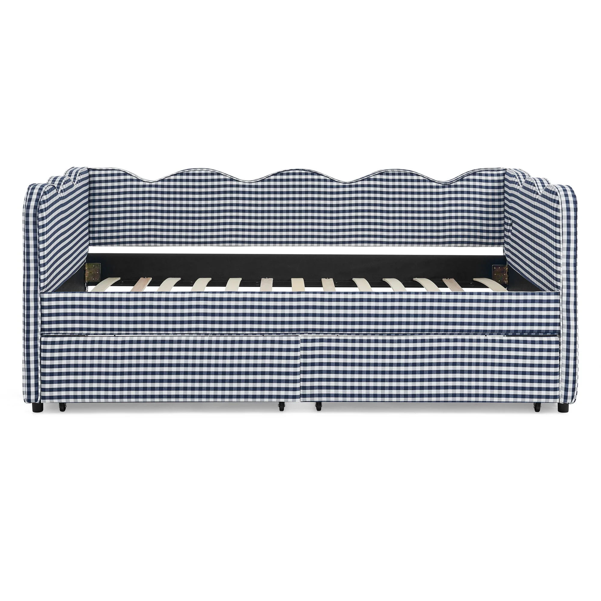 Gingham Daybed With USB Charging Port, Wave-Shaped Design - Image 16