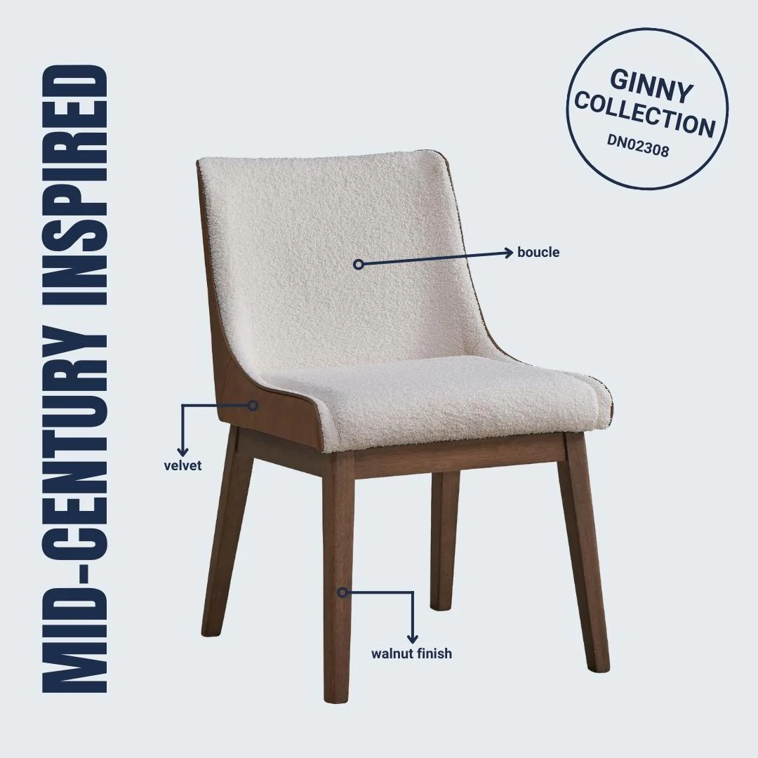 Ginny - Boucle Velvet Side Chair (Set of 2) - Walnut - Image 8