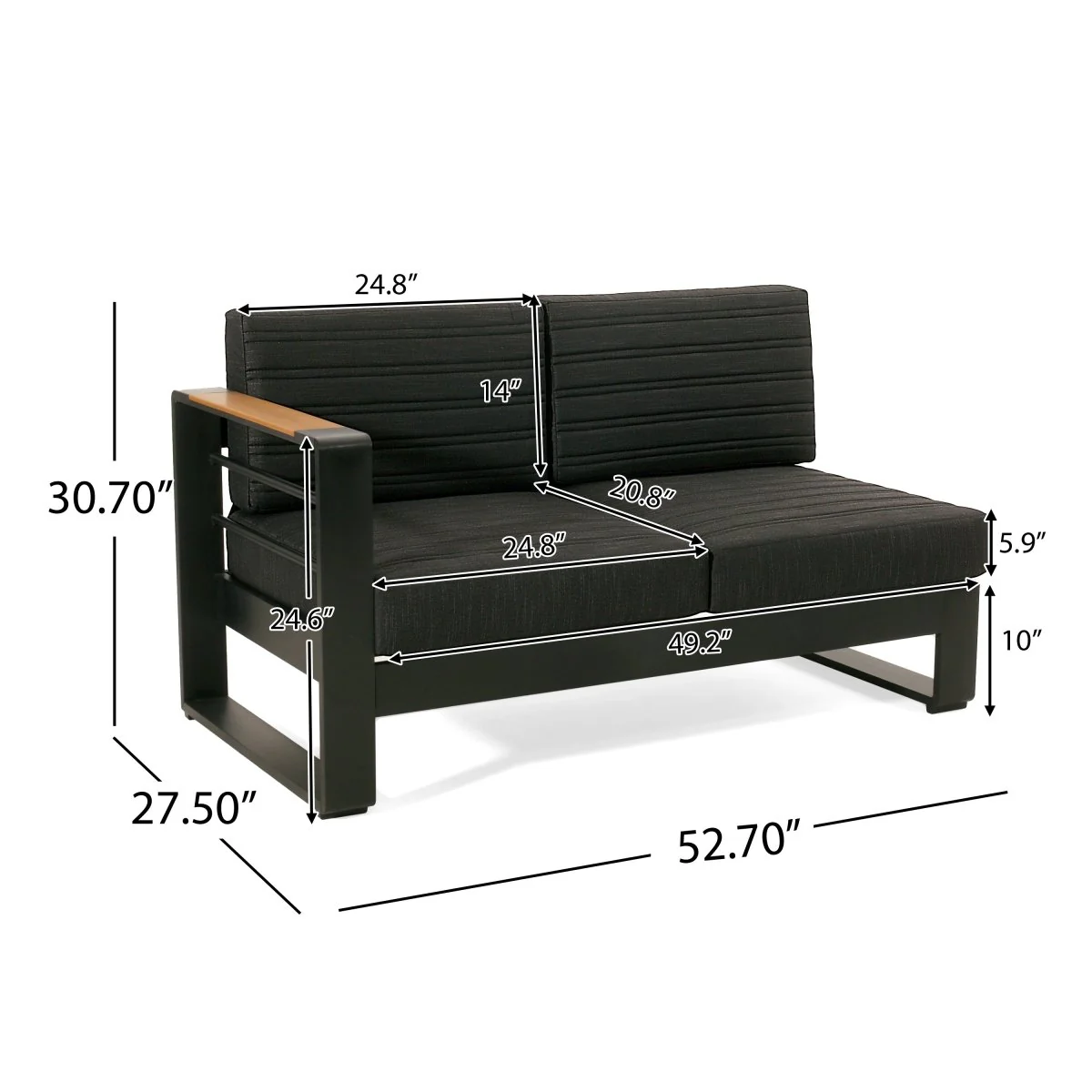 Giovanna V Shape Aluminum Outdoor Sectional Set with Cushions - Image 6