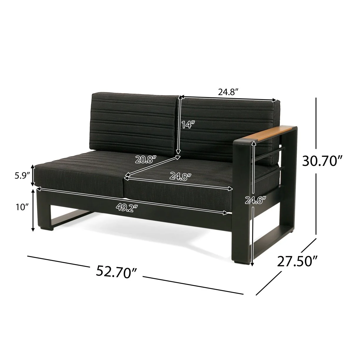 Giovanna V Shape Aluminum Outdoor Sectional Set with Cushions - Image 7