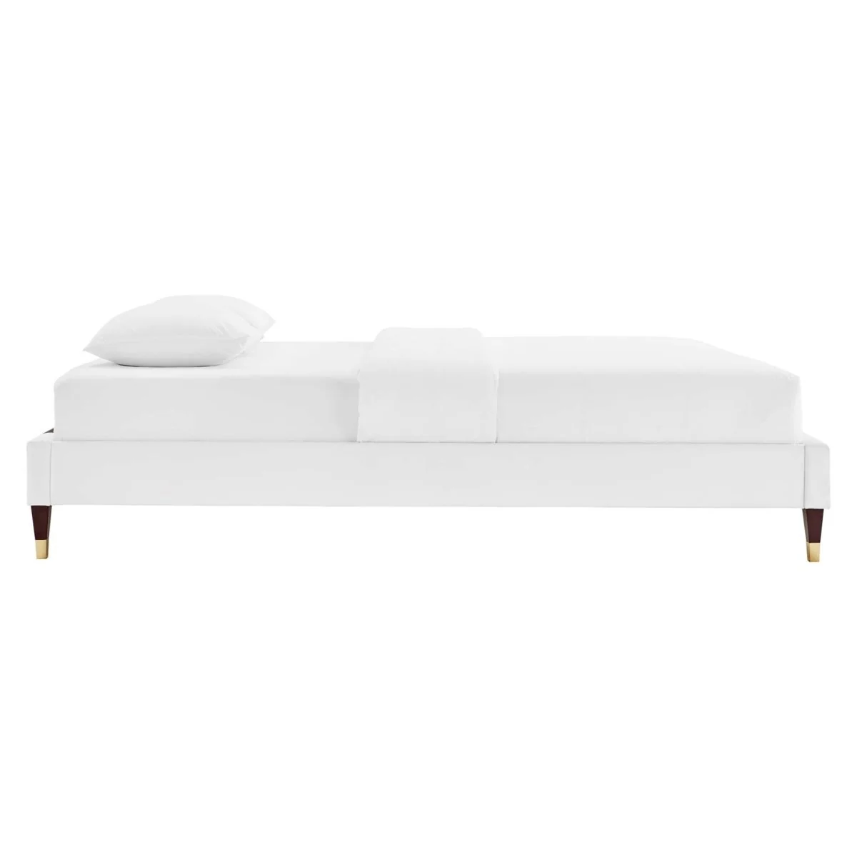Glam Deco Performance Velvet Platform Bed Frame with Gold Detailed Wood Legs - Image 52